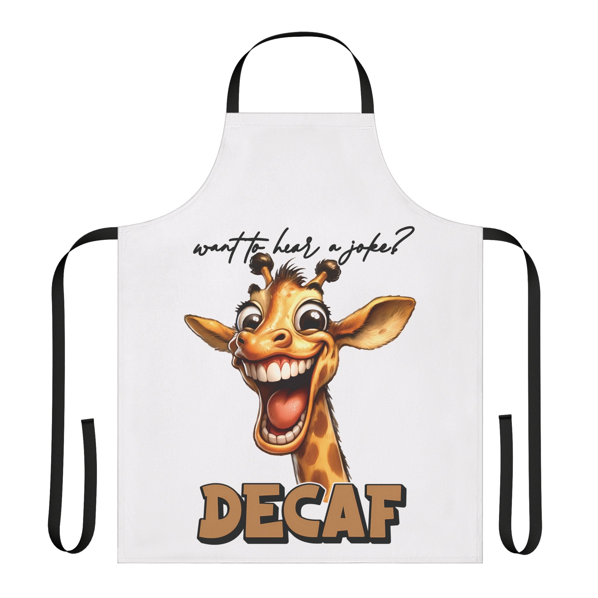 Funny Giraffe Joke Apron, Decaf Coffee Apron, Humorous Animal Lover Gift, Unique Coffee Apron, Perfect for Gag Gifts, Cute Animal Apron