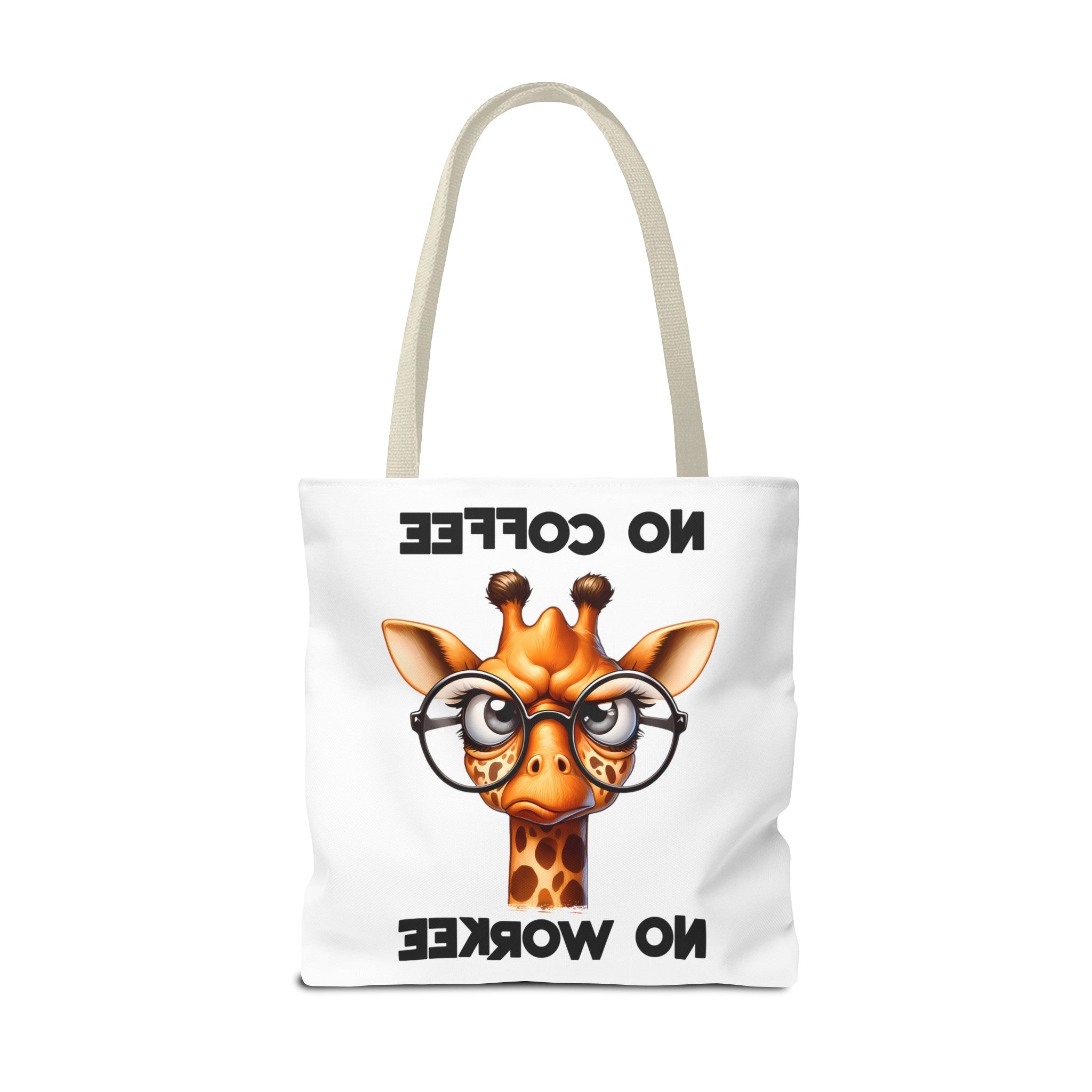 Funny Giraffe Tote Bag, No Coffee No Workee Quote Bag, Cute Giraffe with Glasses, Animal Quote Tote, Trendy Shopping Bag, Reusable Bag Tote Tote Bag