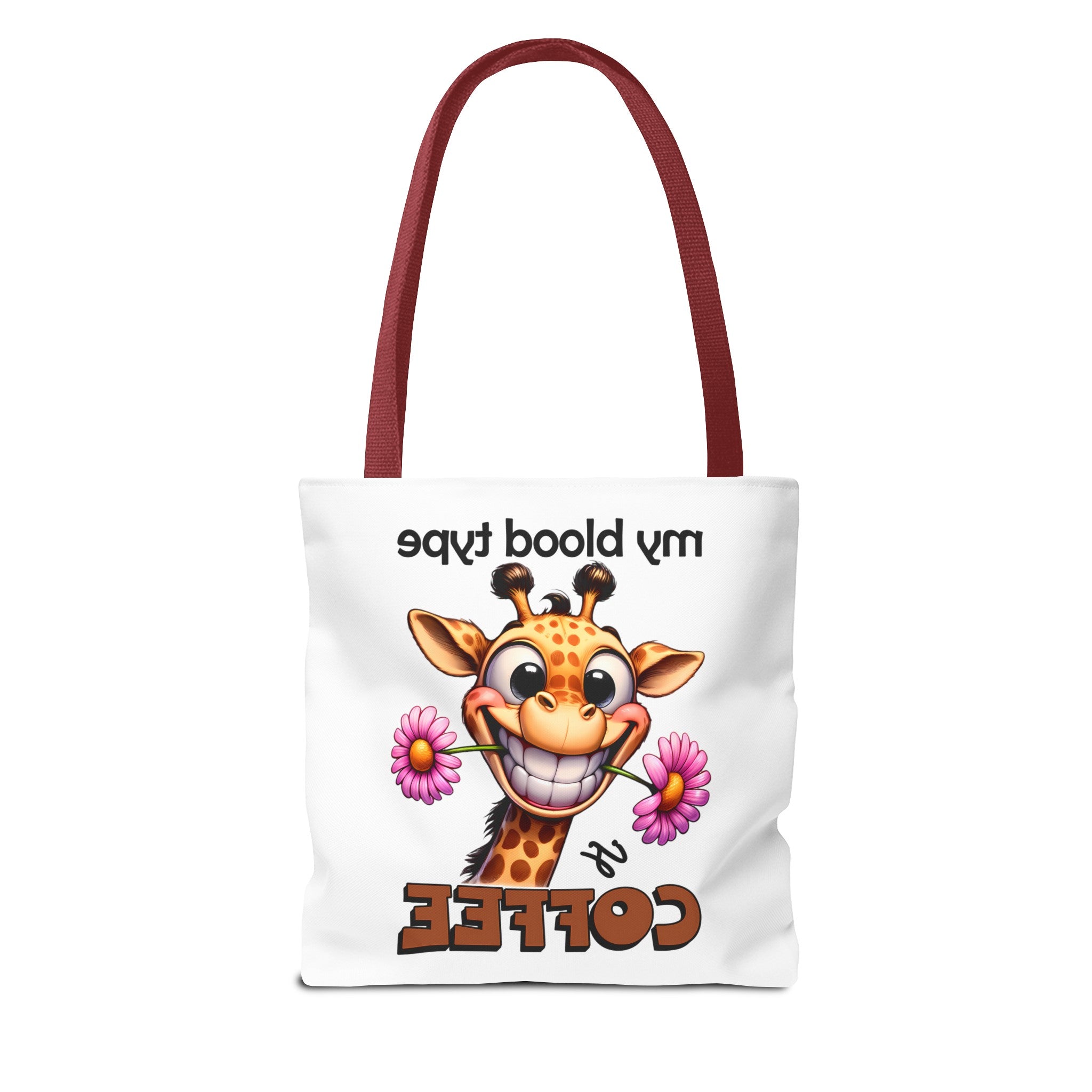 Funny Giraffe Tote Bag, My Blood Type is Coffee Tote Bag, Cute Animal Tote Bag, Fun Coffee Lover Gift, Quirky Giraffe Art Bag Tote Tote Bag