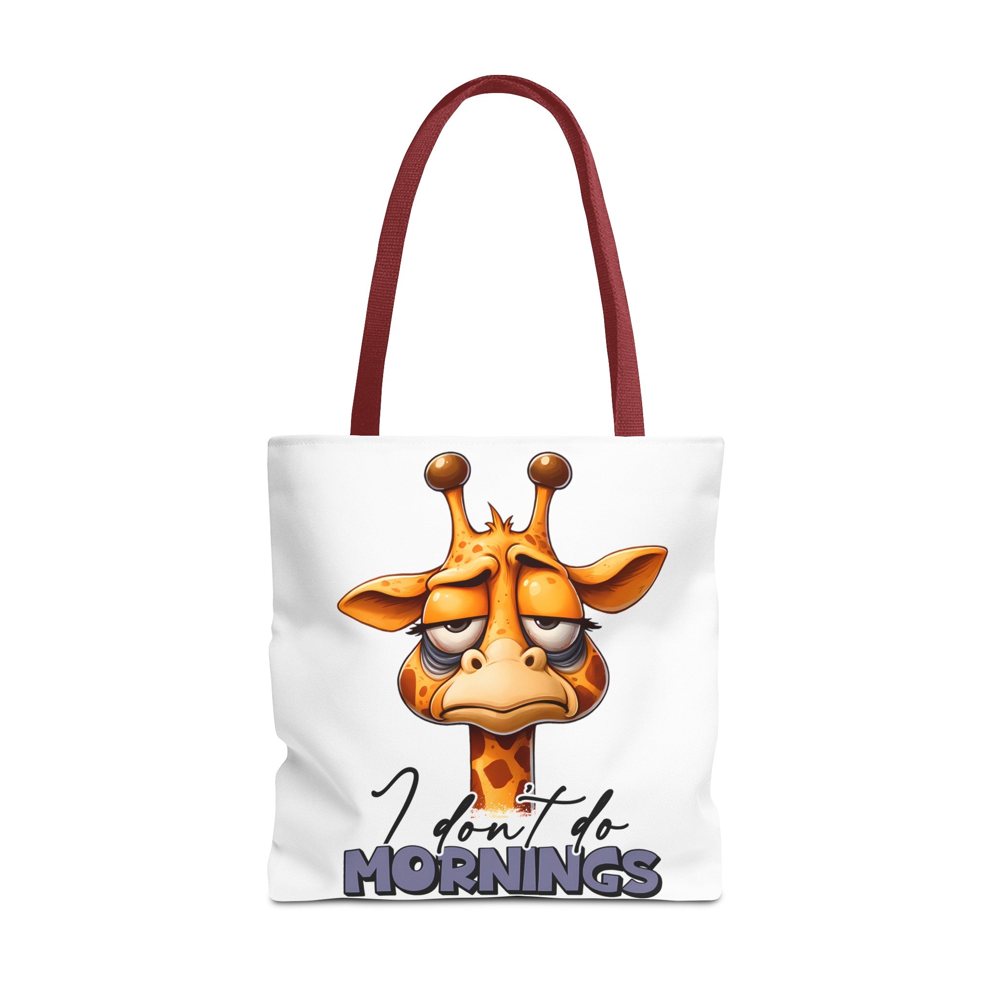 Funny Giraffe Tote Bag, I Don't Do Mornings Design, Cute Animal Quote Gift, Humorous Shopping Bag, Reusable Grocery Bag, Eco-Friendly Tote Tote Bag