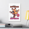 More Espresso Less Depresso Giraffe Wall Art, Cute Animal Cartoon Canvas Gallery Wrap, Funny Coffee Art Decor, Cheerful Giraffe Poster Canvas Gallery Wraps