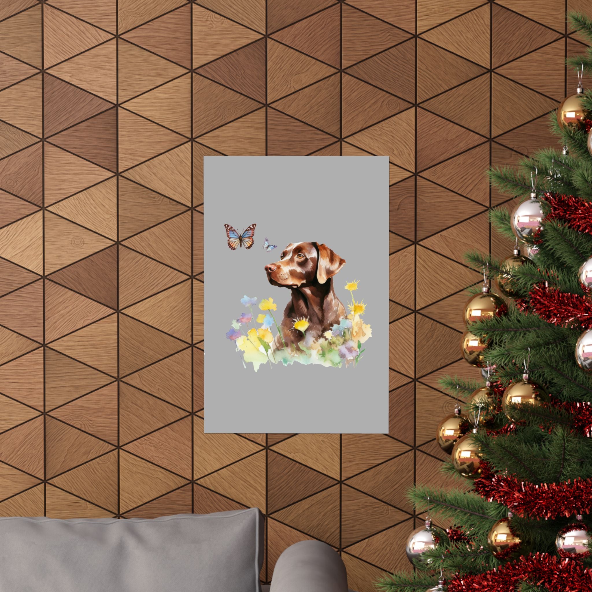 Copy of Charming Brown Dog with Butterflies and Flowers  Matte Vertical Posters