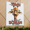 Funny Giraffe Wall Art, A Yawn is a Silent Scream for Coffee, Humorous Office Decor, Animal Lover Gift, Unique Canvas Gallery Wrap Canvas Gallery Wraps