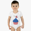 Load image into Gallery viewer, Happy 4th of July Cupcake Baby Bodysuit