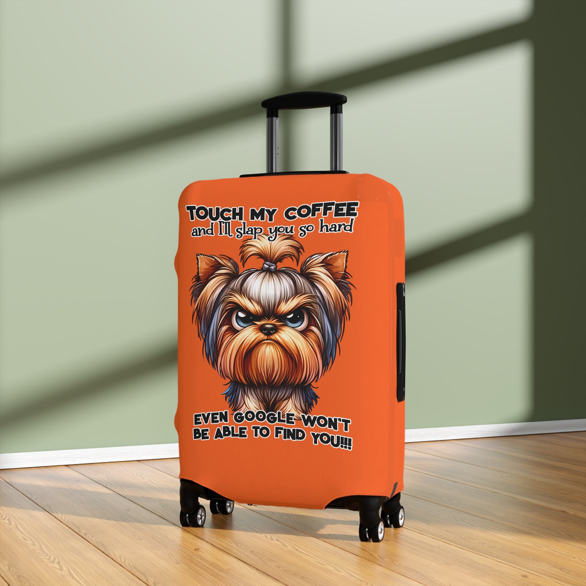 Funny Dog Luggage Cover, Touch My Coffee Dog Luggage Cover, Dog Lover Luggage Cover, Humorous Dog Gift, Luggage Cover with Dog, Dog Luggage Cover