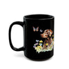 Copy of Charming Brown Dog with Butterflies and Flowers Black Mug (11oz, 15oz)