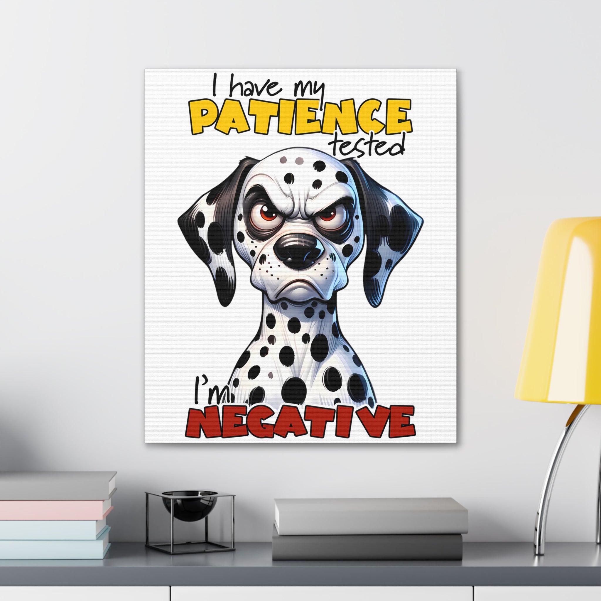 Funny Dalmatian Dog Wall Art, Pet Lover Decoration, Cute Dog Poster, Animal Humor Print, Quirky Home Decor, Gift for Dog Owners Canvas Gallery Wraps