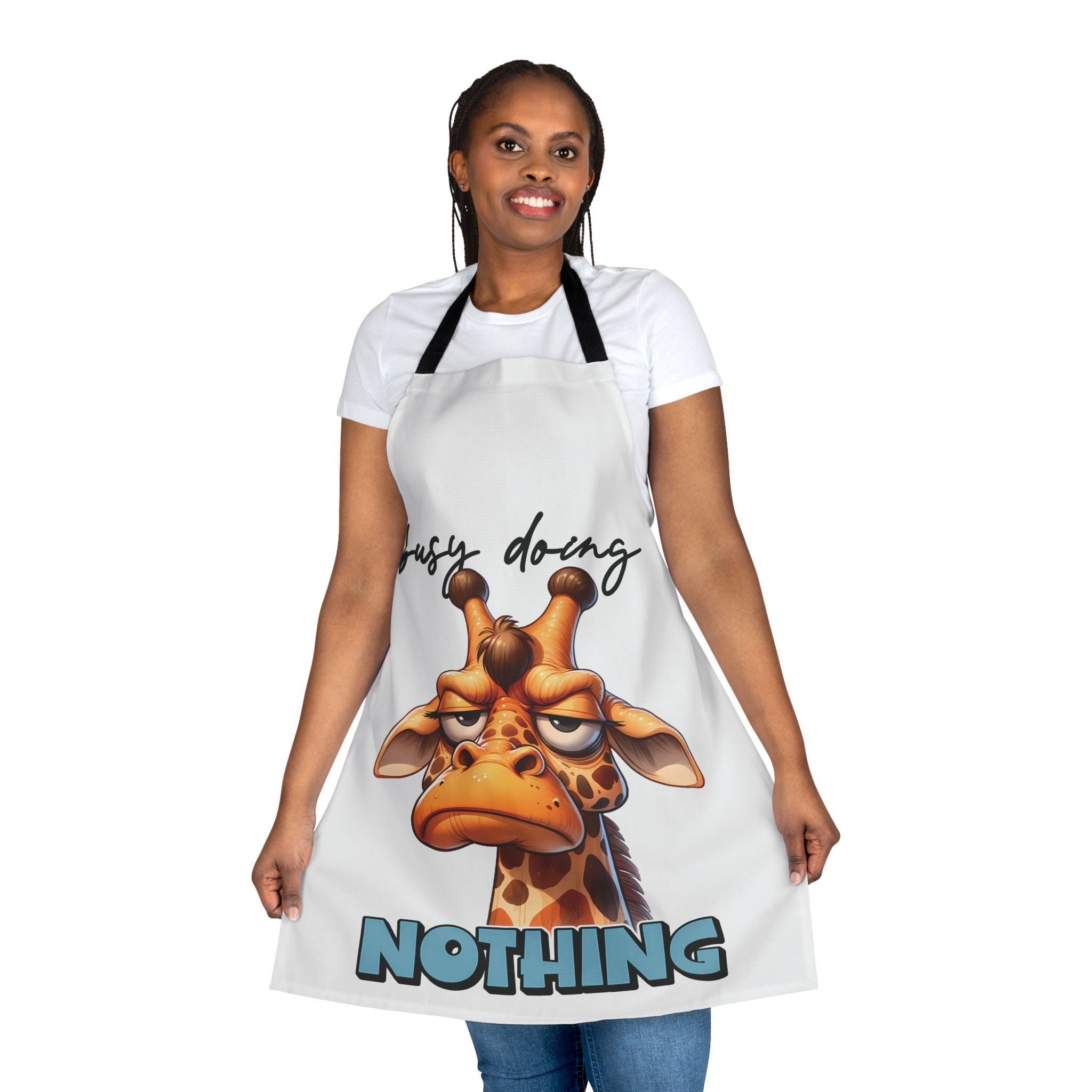 Funny Giraffe Apron, Busy Doing Nothing Apron, Cute Animal Apron, Lazy Giraffe Illustration, Unique Gift Idea, Quirky Design Apron