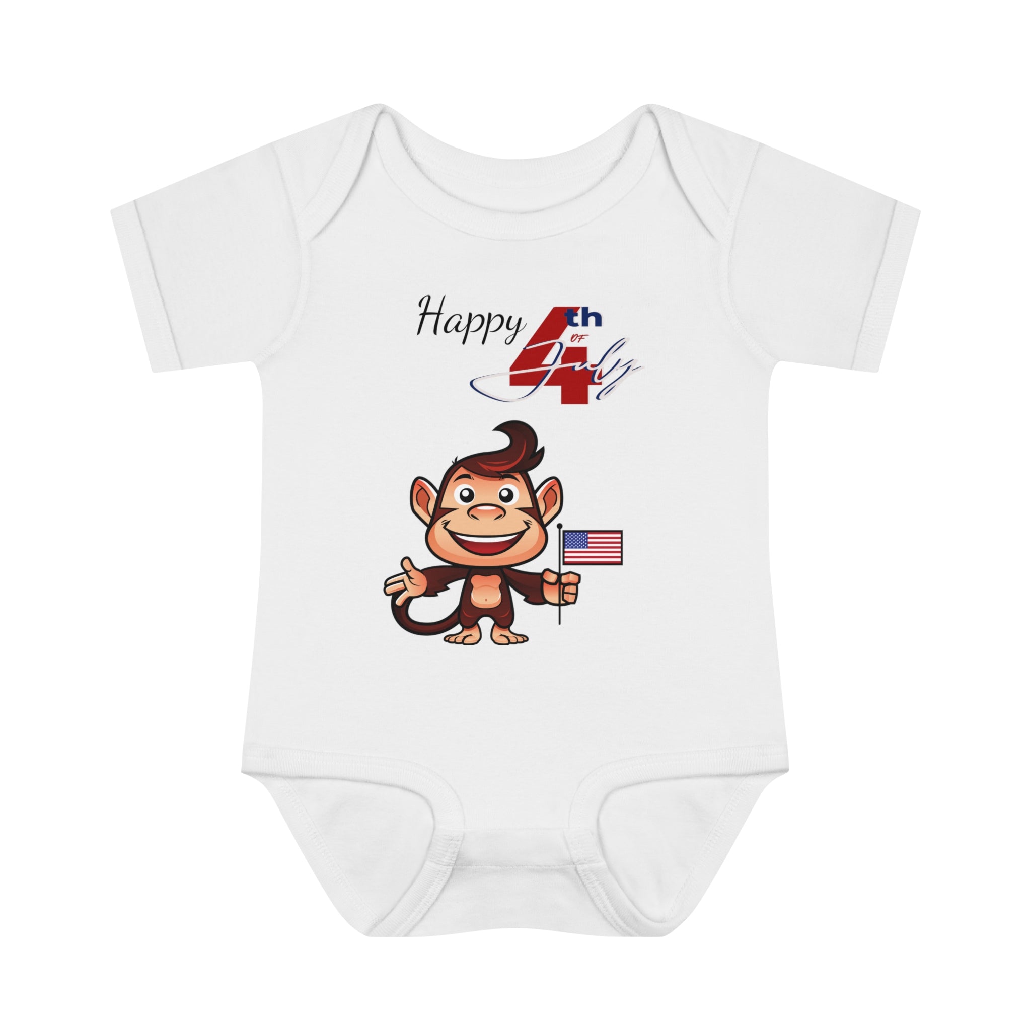 Happy 4th of July Cute Monkey design Baby Bodysuit