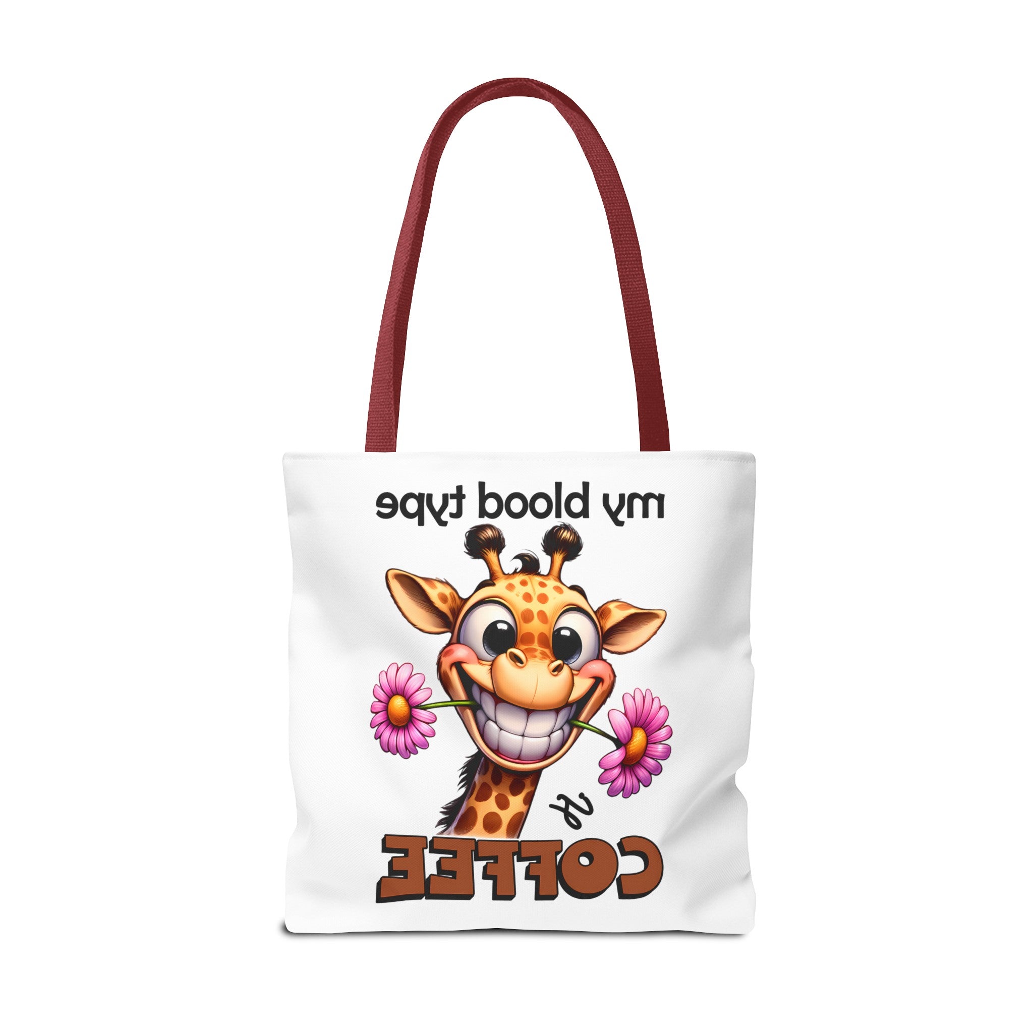 Funny Giraffe Tote Bag, My Blood Type is Coffee Tote Bag, Cute Animal Tote Bag, Fun Coffee Lover Gift, Quirky Giraffe Art Bag Tote Tote Bag