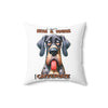 Funny Dog Pillow, I Don't Rise and Shine, I Caffeinate and Hope for the Best, Cute Dog Pillow, Humorous Home Decor, Dog Lover Gift Spun Polyester Square Pillow