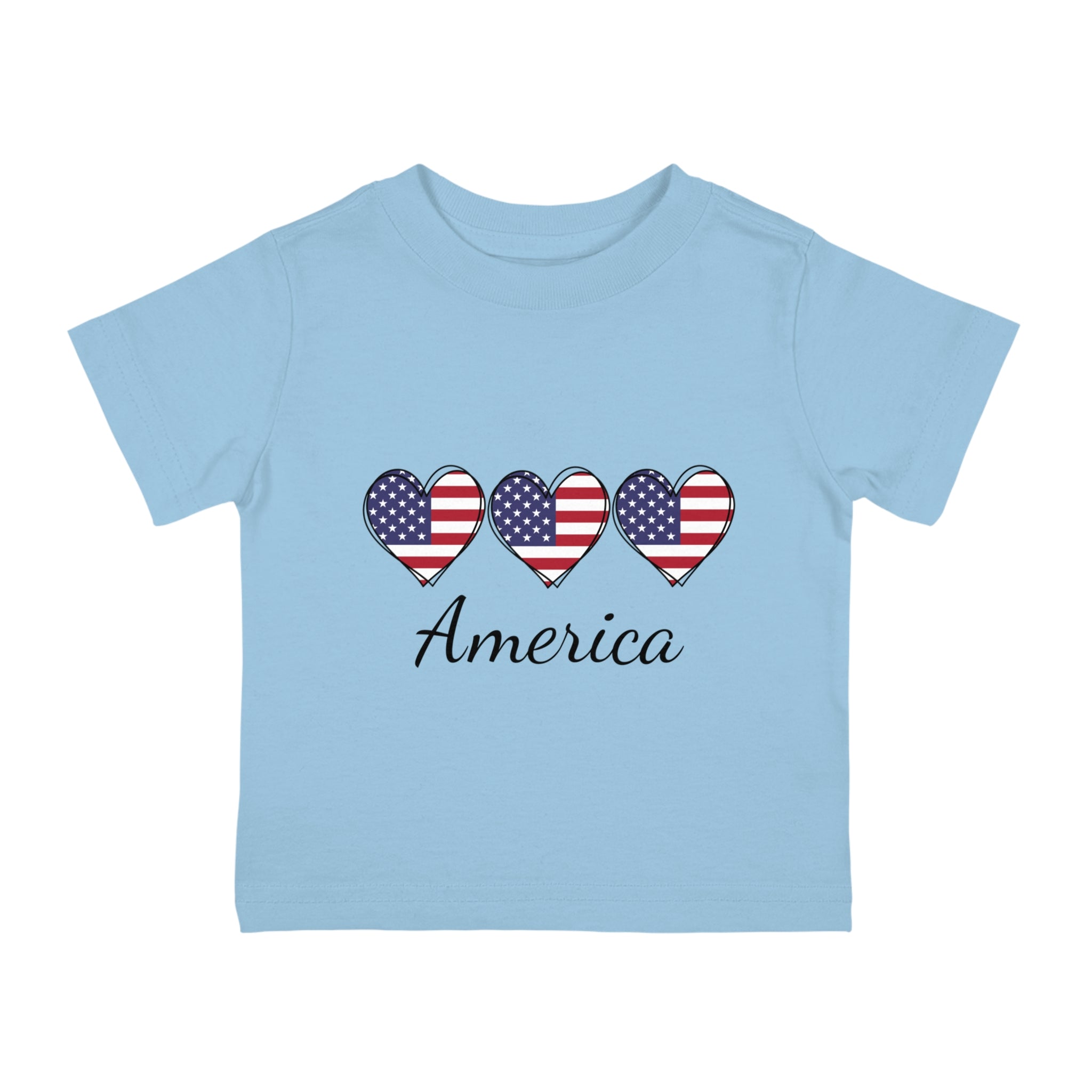 America 3 Hearts Infant Shirt, Baby Tee, Infant Tee