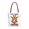 Funny Giraffe Tote Bag, Don't Talk to Me Before My Morning Coffee, Cute Animal Design, Coffee Lover Gift, Trendy Eco-Friendly Tote Tote Tote Bag