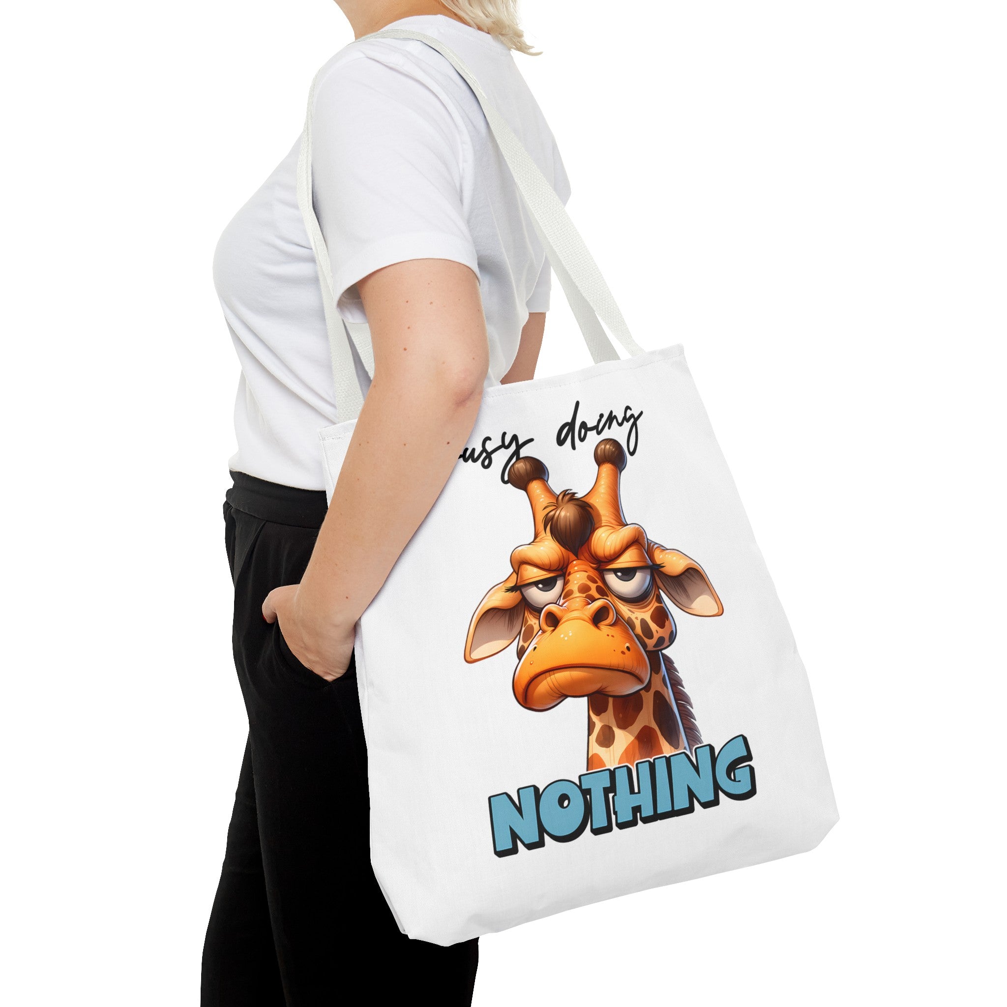 Funny Giraffe Tote Bag, Busy Doing Nothing Tote Bag, Cute Animal Design Tote Bag, Reusable Shopping Bag, Eco-friendly Gift Tote Tote Bag