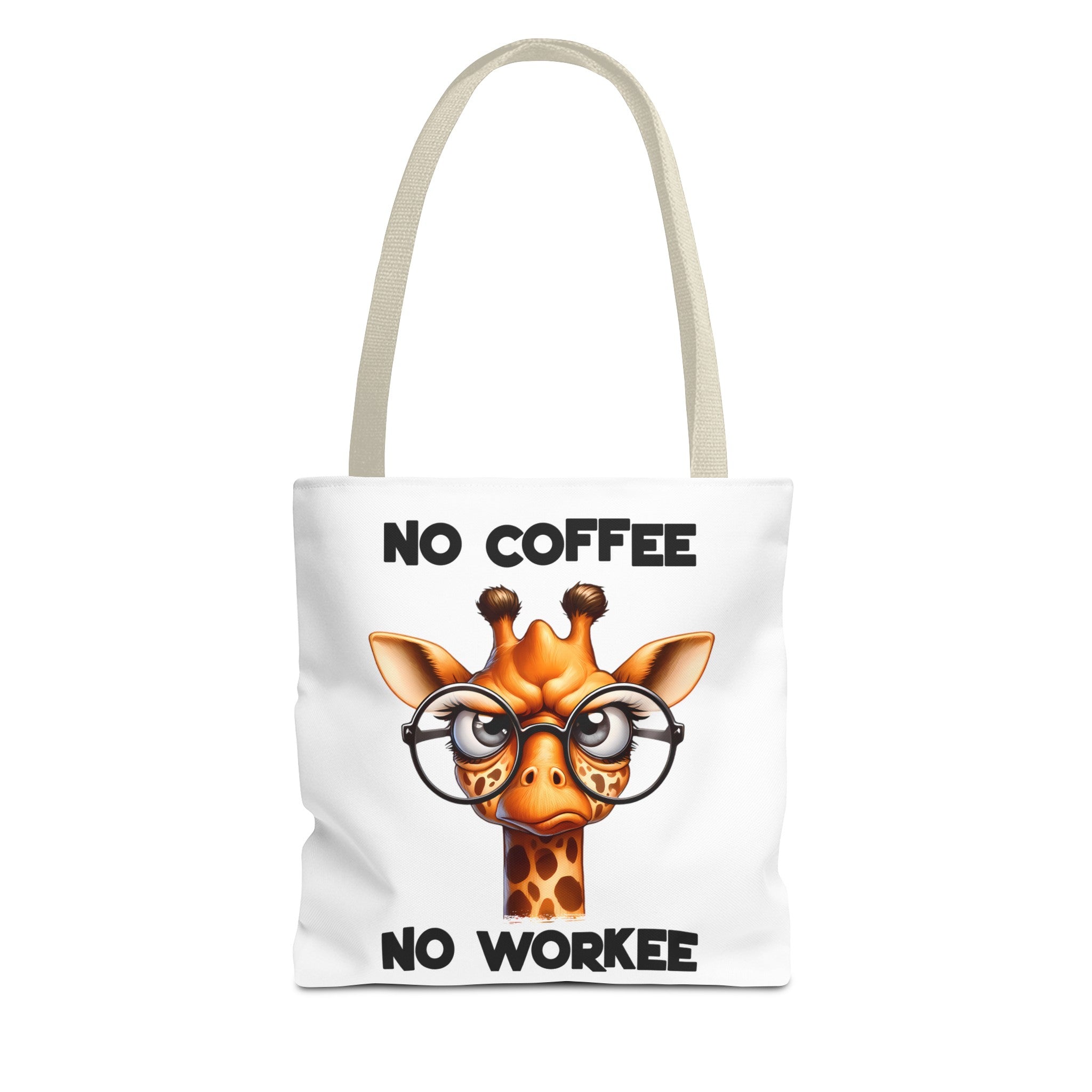 Funny Giraffe Tote Bag, No Coffee No Workee Quote Bag, Cute Giraffe with Glasses, Animal Quote Tote, Trendy Shopping Bag, Reusable Bag Tote Tote Bag