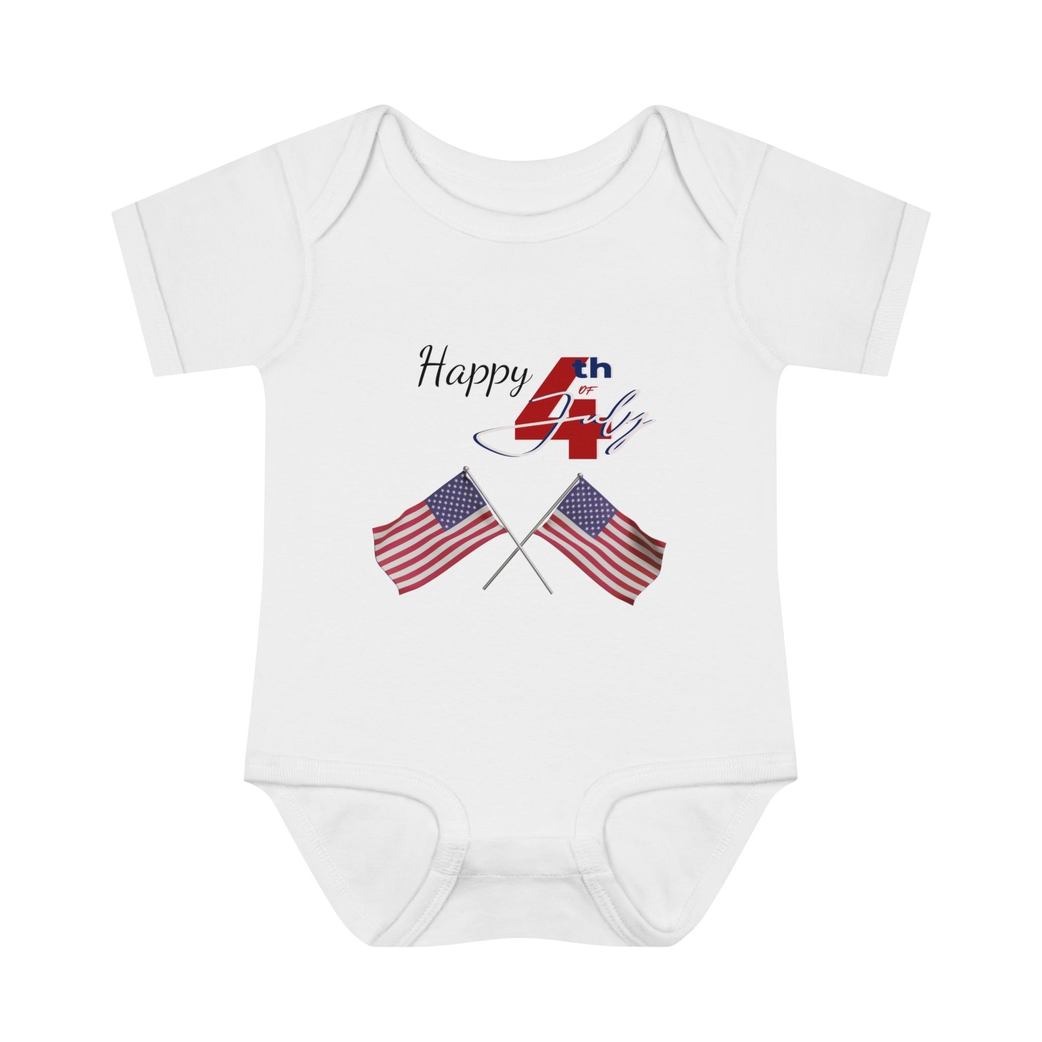 Happy 4th of July American Flags design Baby Bodysuit