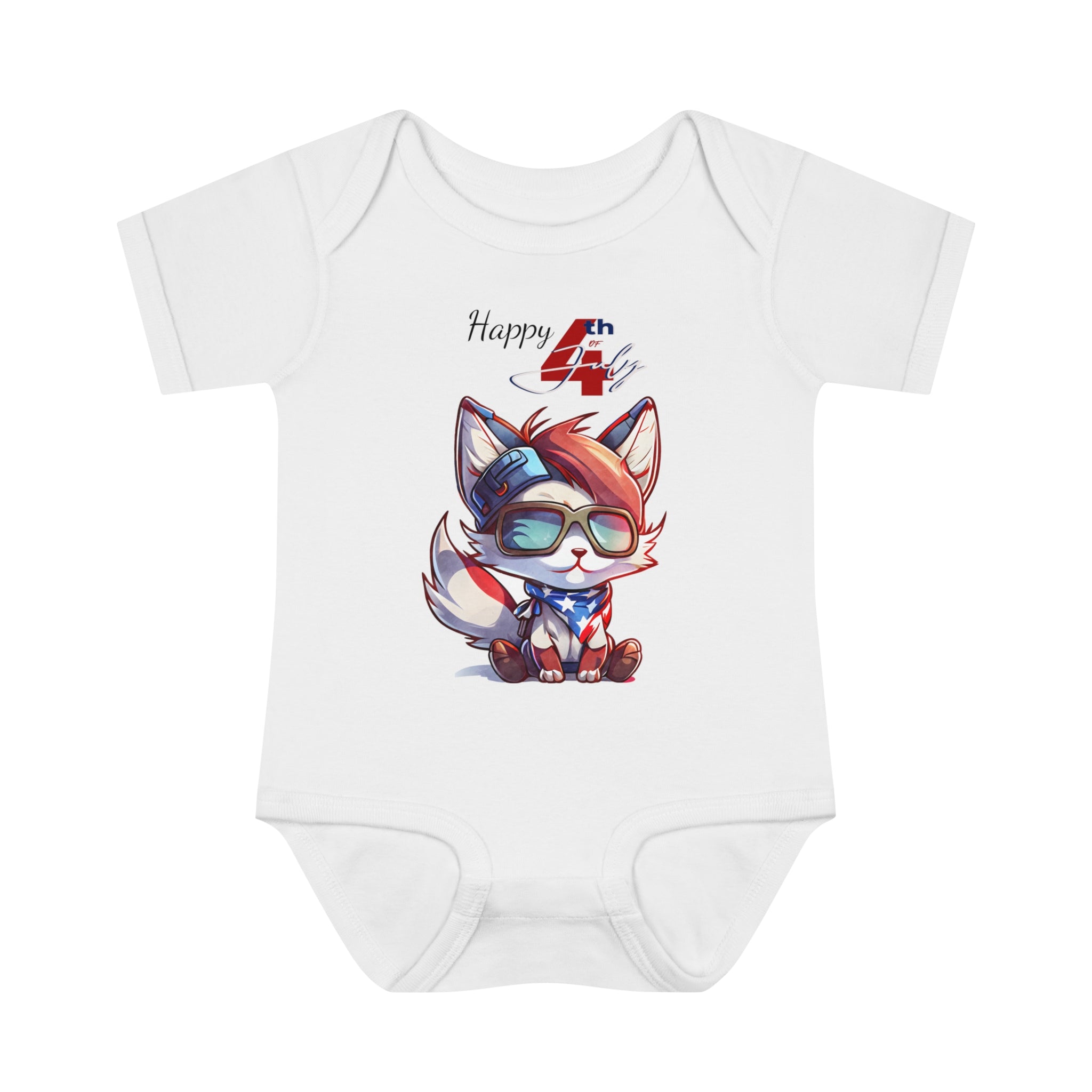 Happy 4th of July Cat design Baby Bodysuit