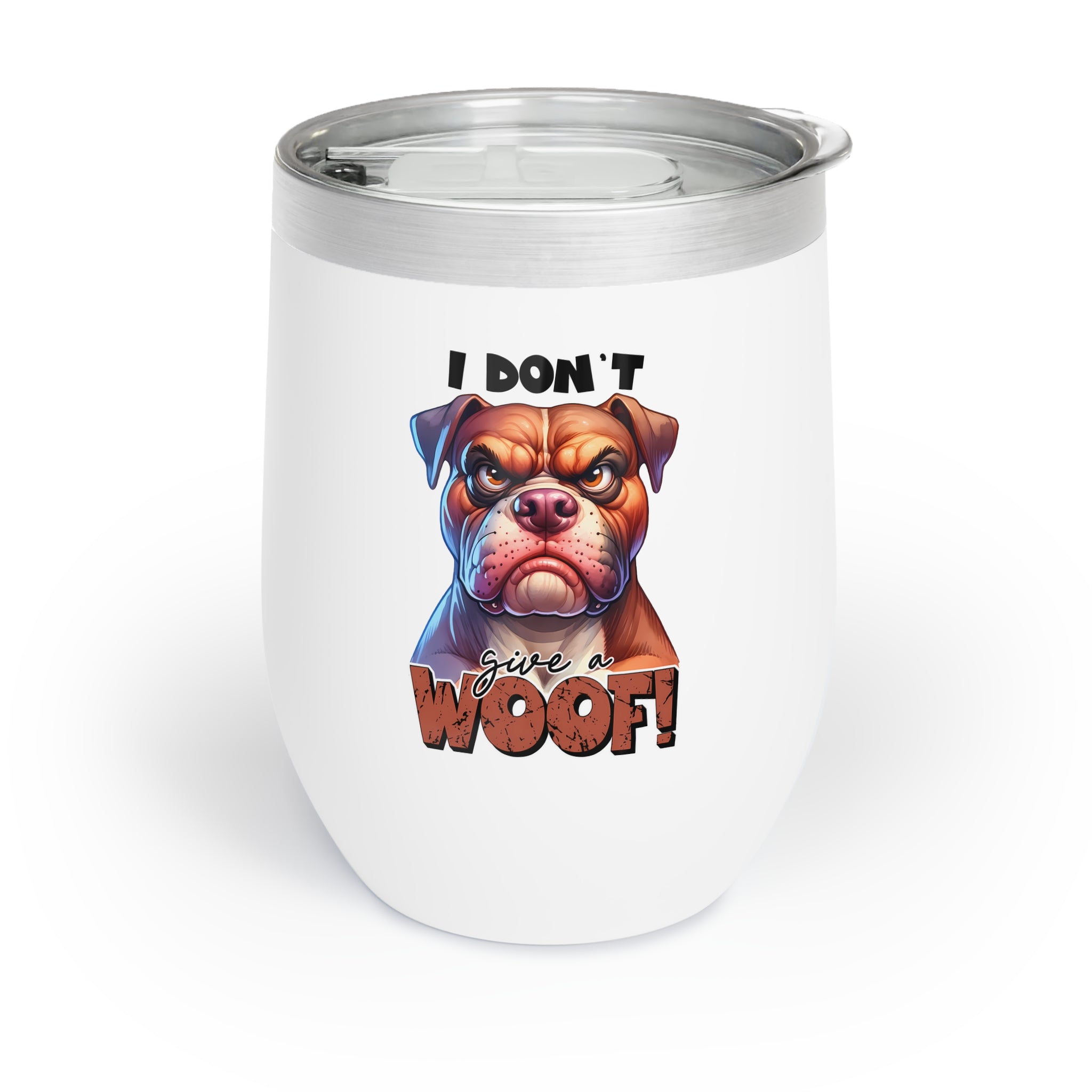 Funny Dog Graphic Wine Tumbler, 12oz Wine Tumbler, I Don't Give A Woof Design, Cute Pet Lover Gift, Portable Drinkware Wine Tumbler