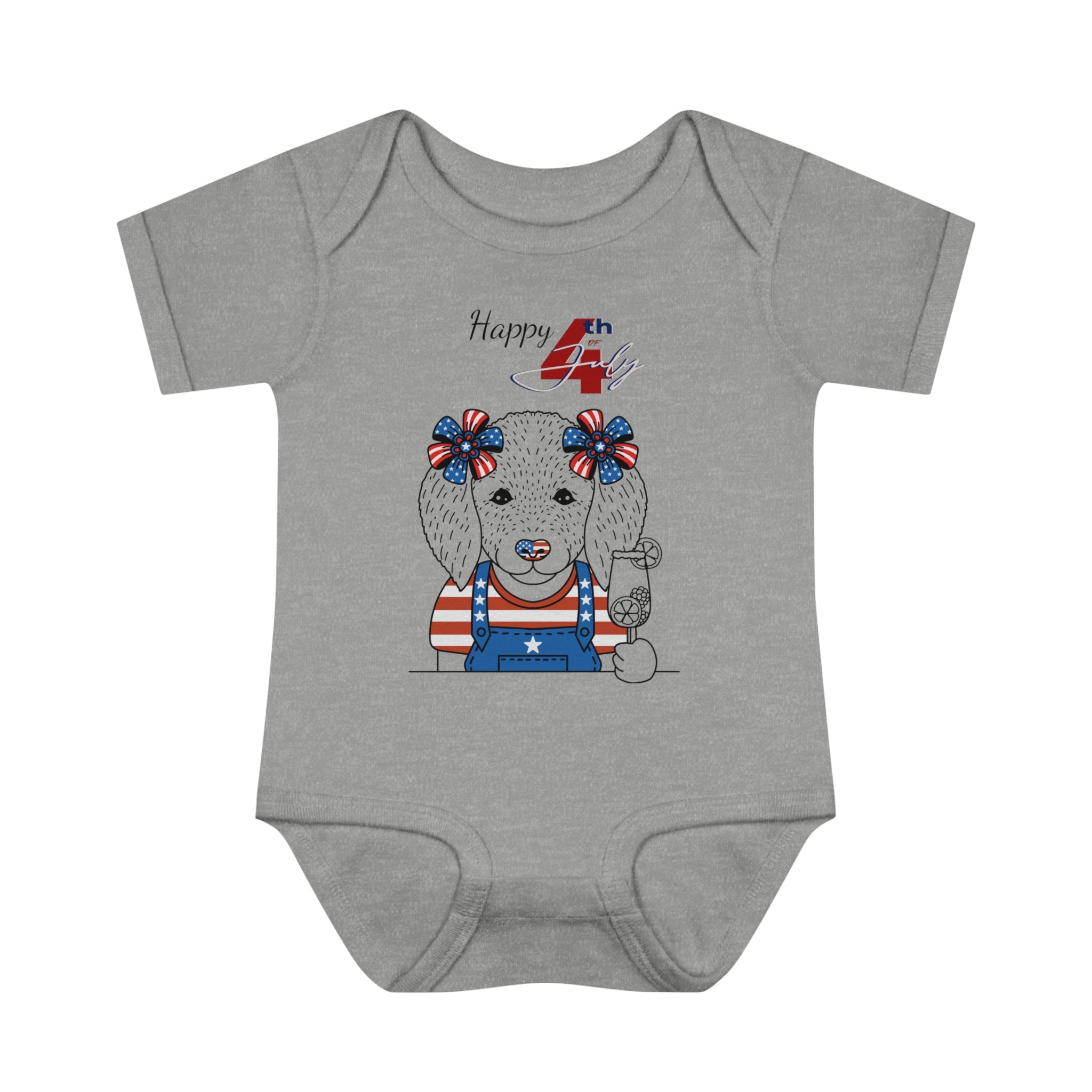 Happy 4th of July Cute Dog design Baby Bodysuit
