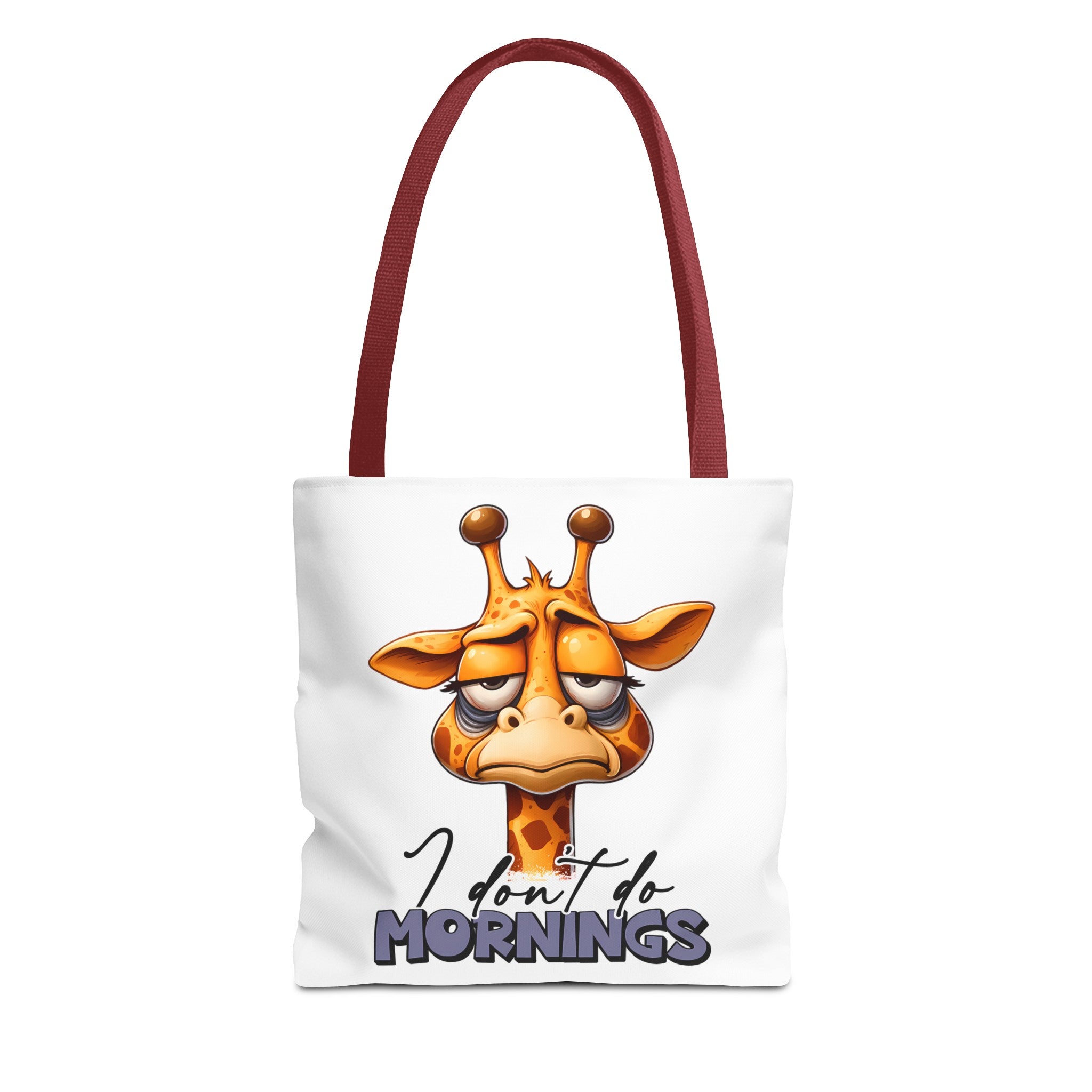 Funny Giraffe Tote Bag, I Don't Do Mornings Design, Cute Animal Quote Gift, Humorous Shopping Bag, Reusable Grocery Bag, Eco-Friendly Tote Tote Bag