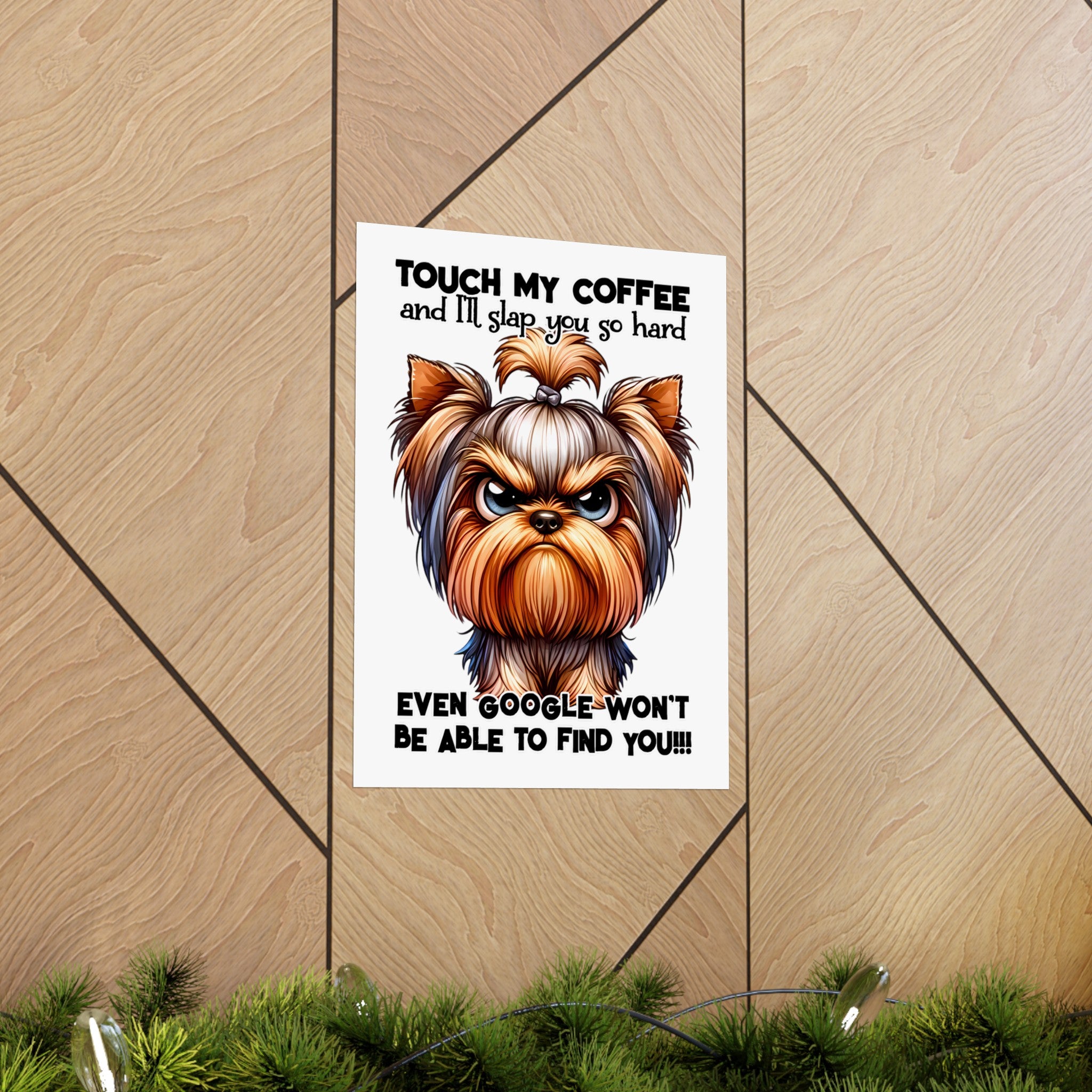 Funny Dog Coffee Quote Wall Art, Humorous Pet Poster, Dog Lover Gift, Coffee Decor, Wall Art for Kitchen, Office Decor, Pet Quotes Art Matte Vertical Posters