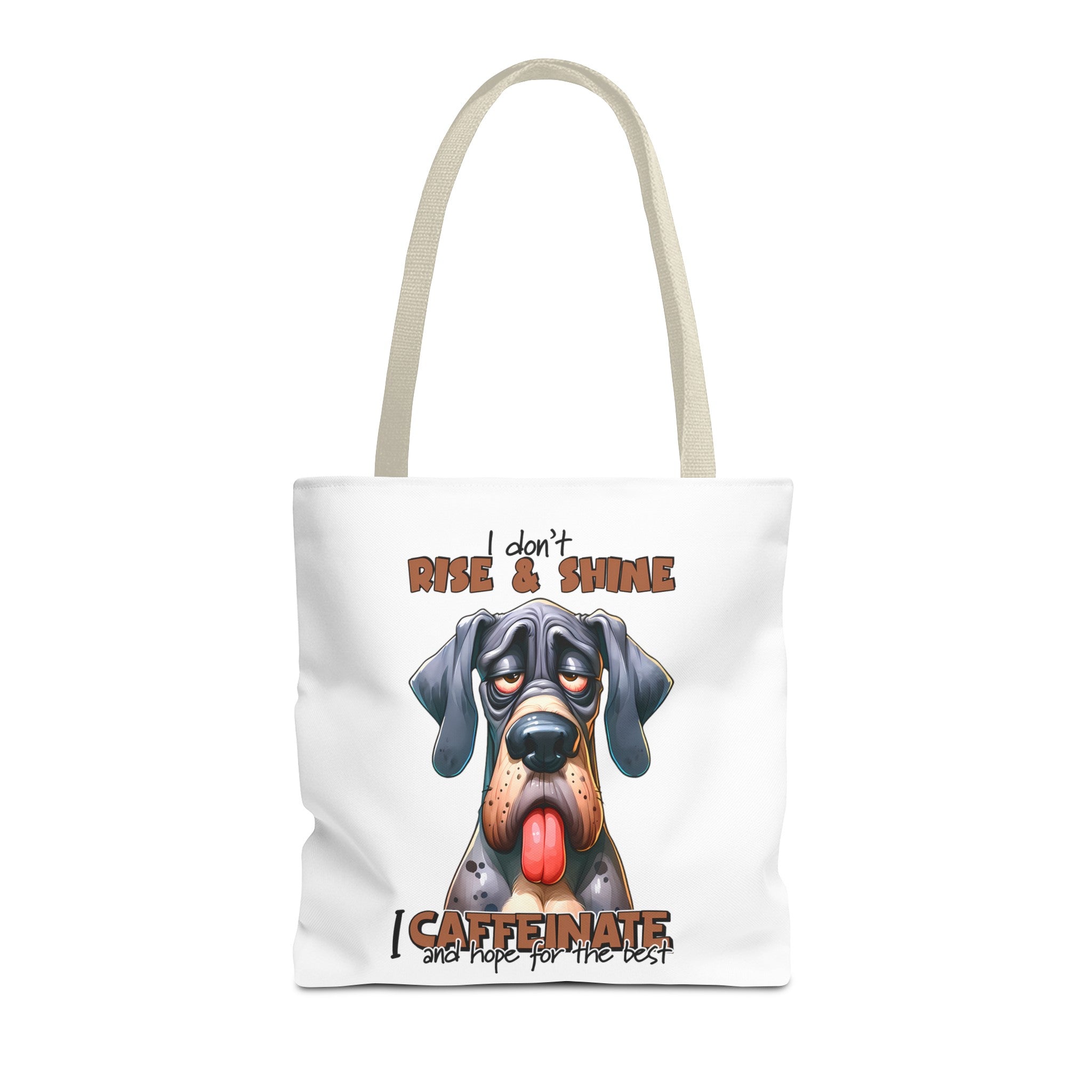 Funny Dog Tote Bag, I Don't Rise and Shine I Caffeinate, Dog Lover Gift, Cute Dog Print Tote, Coffee Lover Bag, Funny Quote Bag Tote Tote Bag