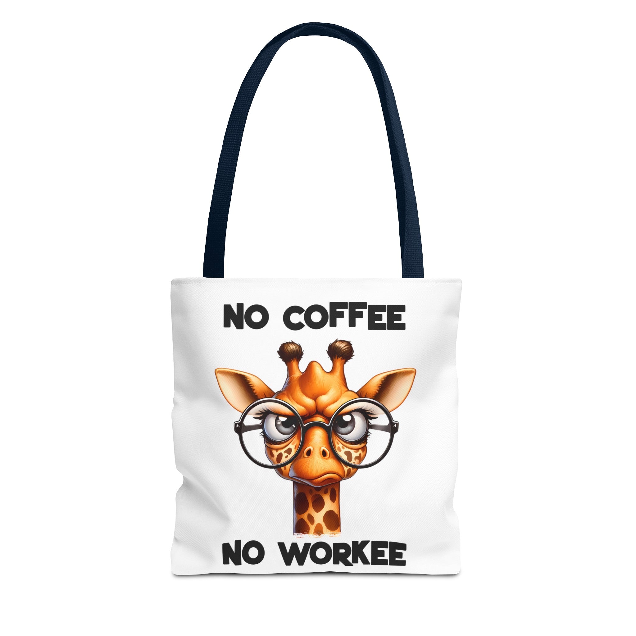 Funny Giraffe Tote Bag, No Coffee No Workee Quote Bag, Cute Giraffe with Glasses, Animal Quote Tote, Trendy Shopping Bag, Reusable Bag Tote Tote Bag