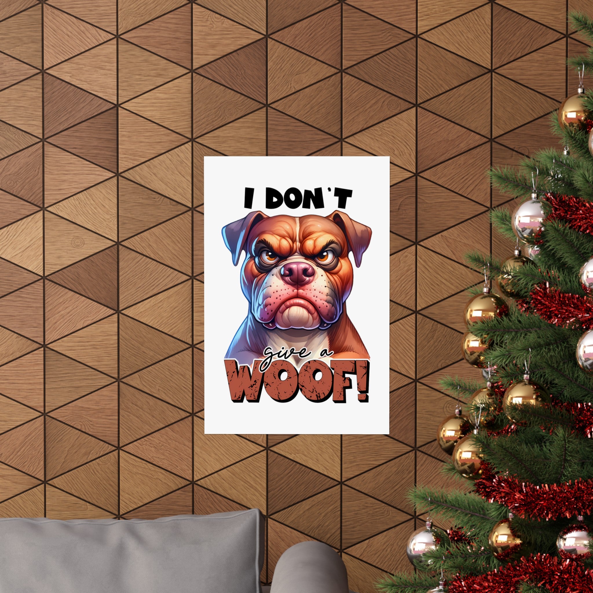 Funny Dog Wall Art Print, I Don't Give a Woof, Bulldog Poster, Cute and Humorous Home Decor, Animal Lover Gift, Office Wall Art Matte Vertical Posters