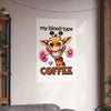 Funny Animal Wall Art, My Blood Type Is Coffee Poster, Coffee Lover's Wall Decor, Giraffe Art Print, Cute Animal Art, Coffee Humor Matte Vertical Posters