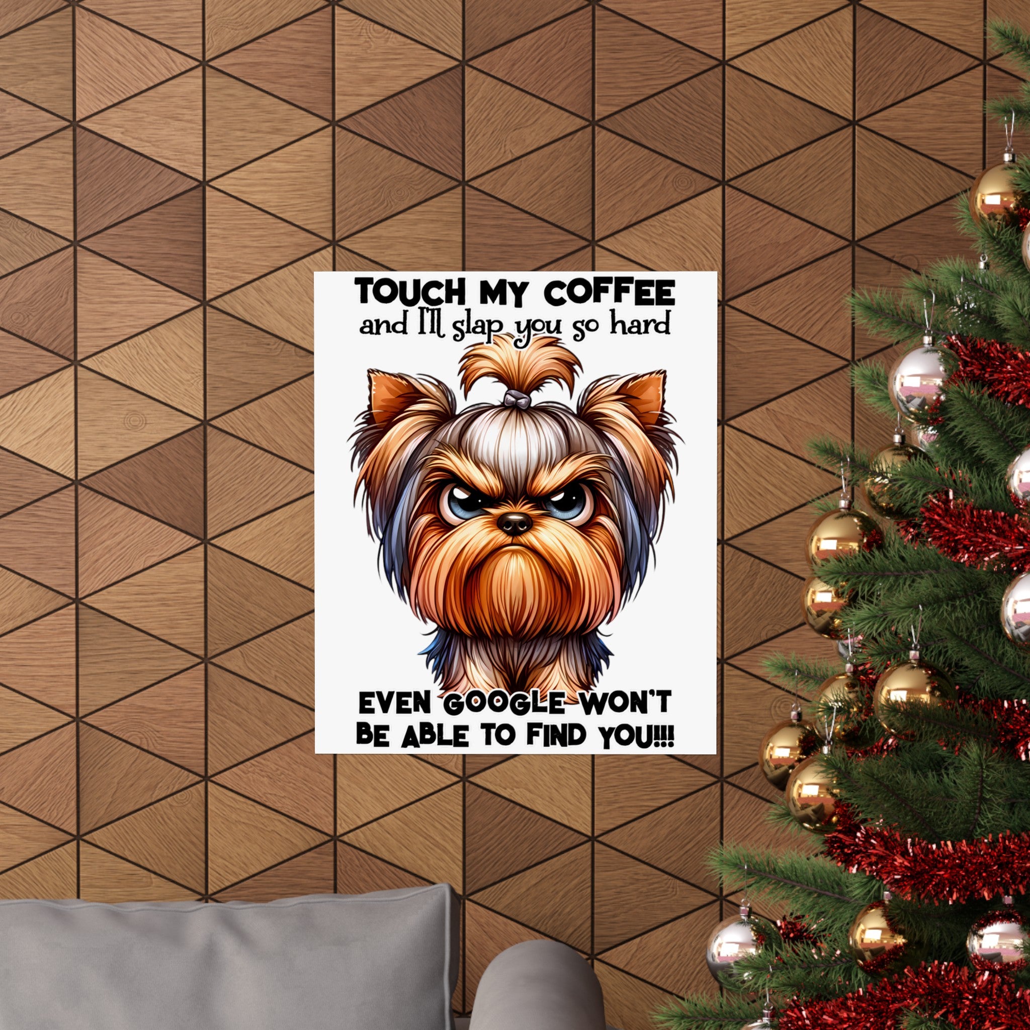 Funny Dog Coffee Quote Wall Art, Humorous Pet Poster, Dog Lover Gift, Coffee Decor, Wall Art for Kitchen, Office Decor, Pet Quotes Art Matte Vertical Posters