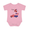 Happy 4th of July American Flag design Truck Baby Bodysuit