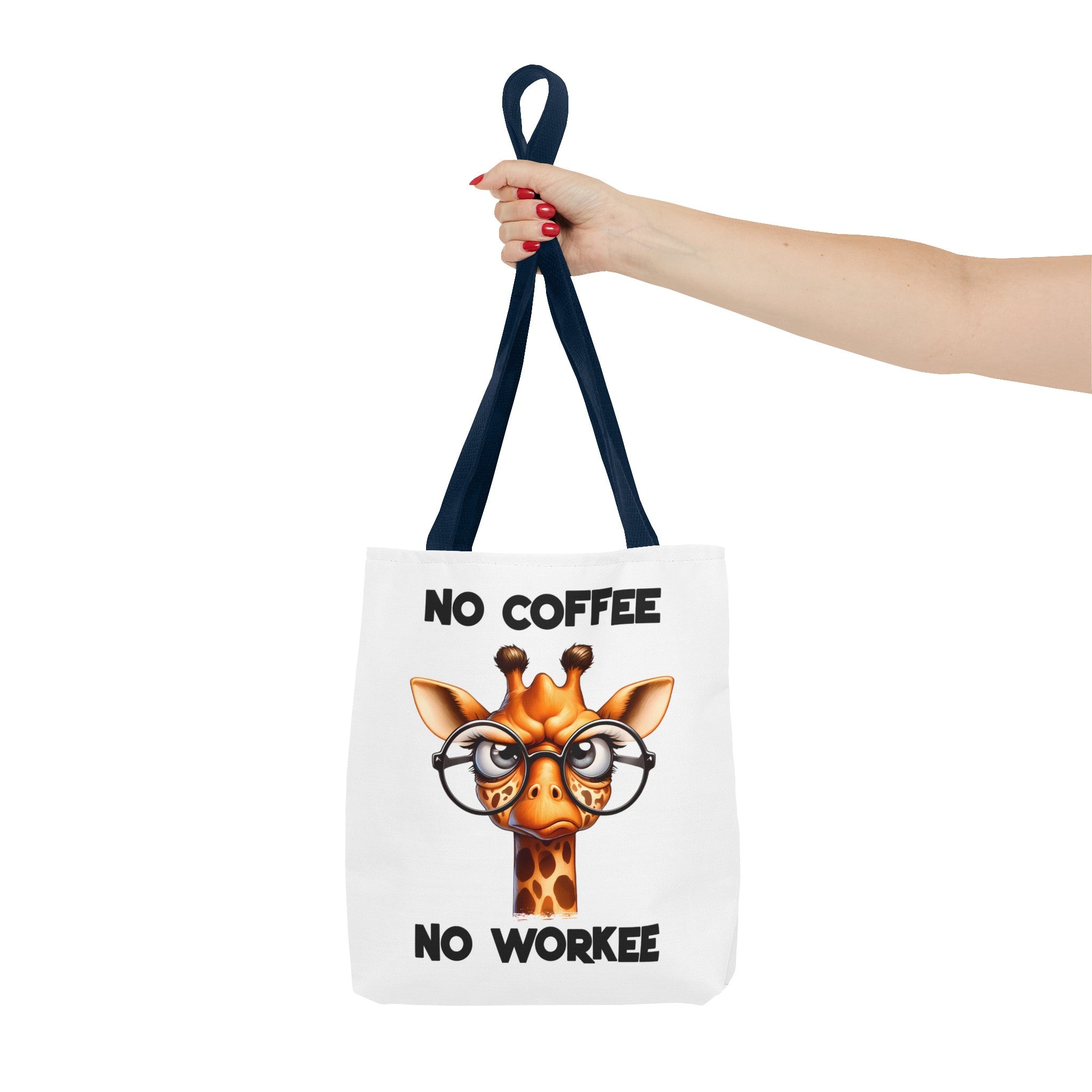 Funny Giraffe Tote Bag, No Coffee No Workee Quote Bag, Cute Giraffe with Glasses, Animal Quote Tote, Trendy Shopping Bag, Reusable Bag Tote Tote Bag