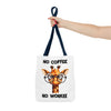 Funny Giraffe Tote Bag, No Coffee No Workee Quote Bag, Cute Giraffe with Glasses, Animal Quote Tote, Trendy Shopping Bag, Reusable Bag Tote Tote Bag