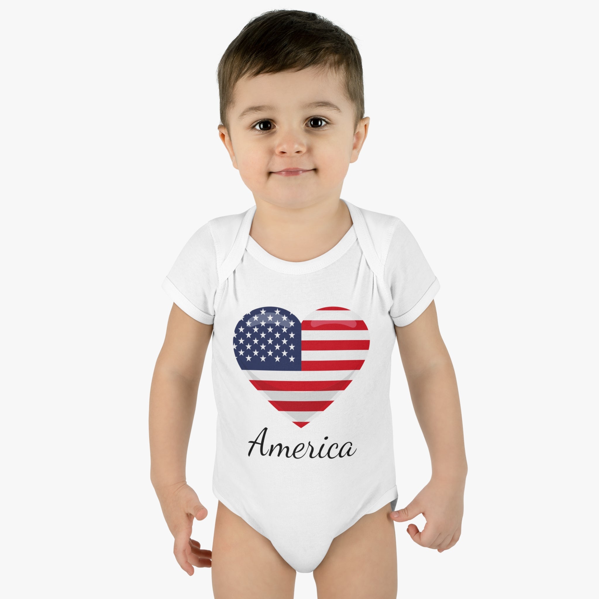 America Big Heart Baby Bodysuit