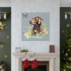 Charming Brown Dog with Butterflies and Flowers  Canvas Gallery Wraps