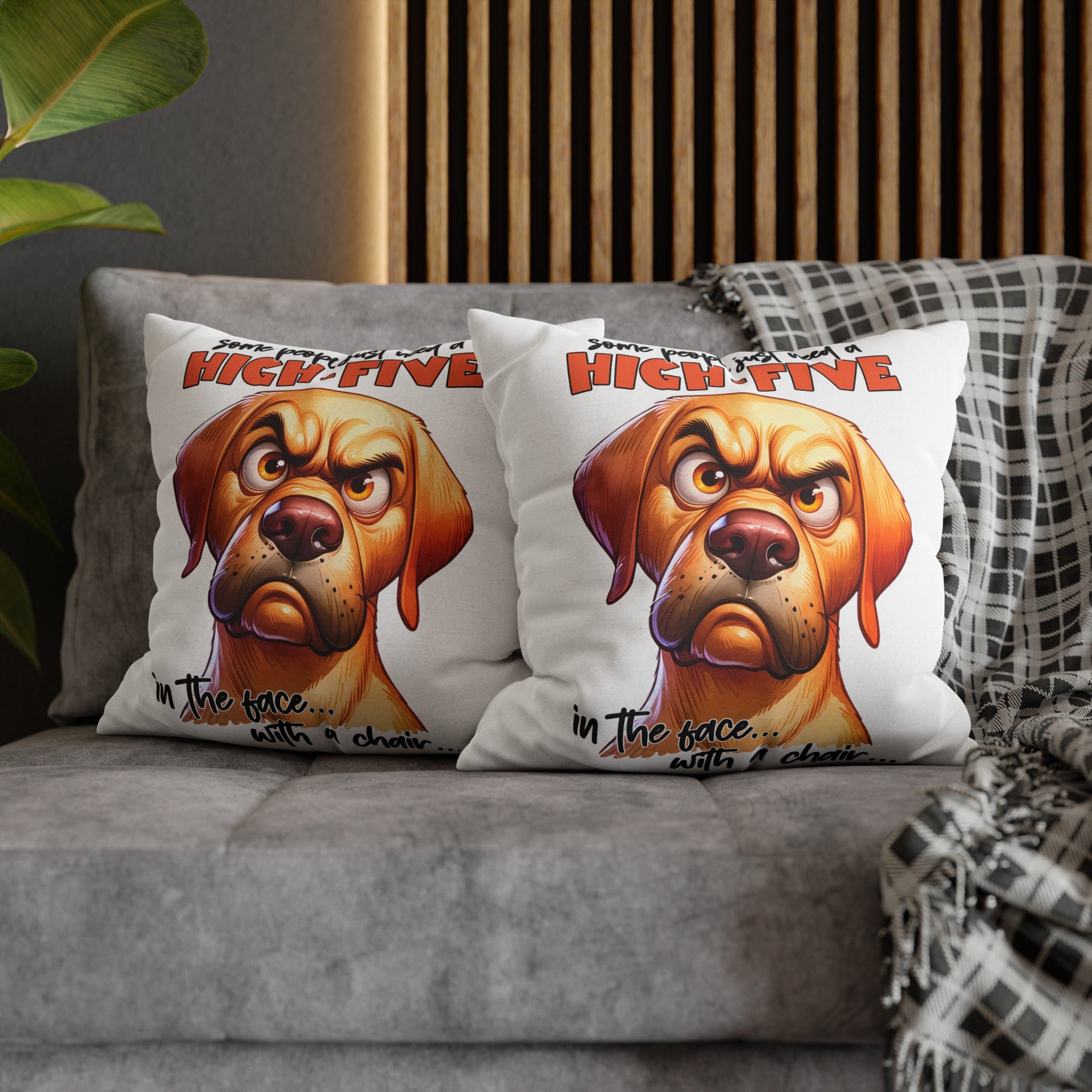 Funny Dog High-Five Pillow Case, Sarcastic Dog Pillow Covers, Dog Lover Humor Cushion, Decorative Throw Pillow Cover Spun Polyester Square Pillowcase