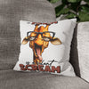 Funny Giraffe Pillow Case, A Yawn is a Silent Scream for Coffee, Humorous Pillow Cover, Animal Art, Coffee Lover Gift, Decorative Cushion Spun Polyester Square Pillowcase