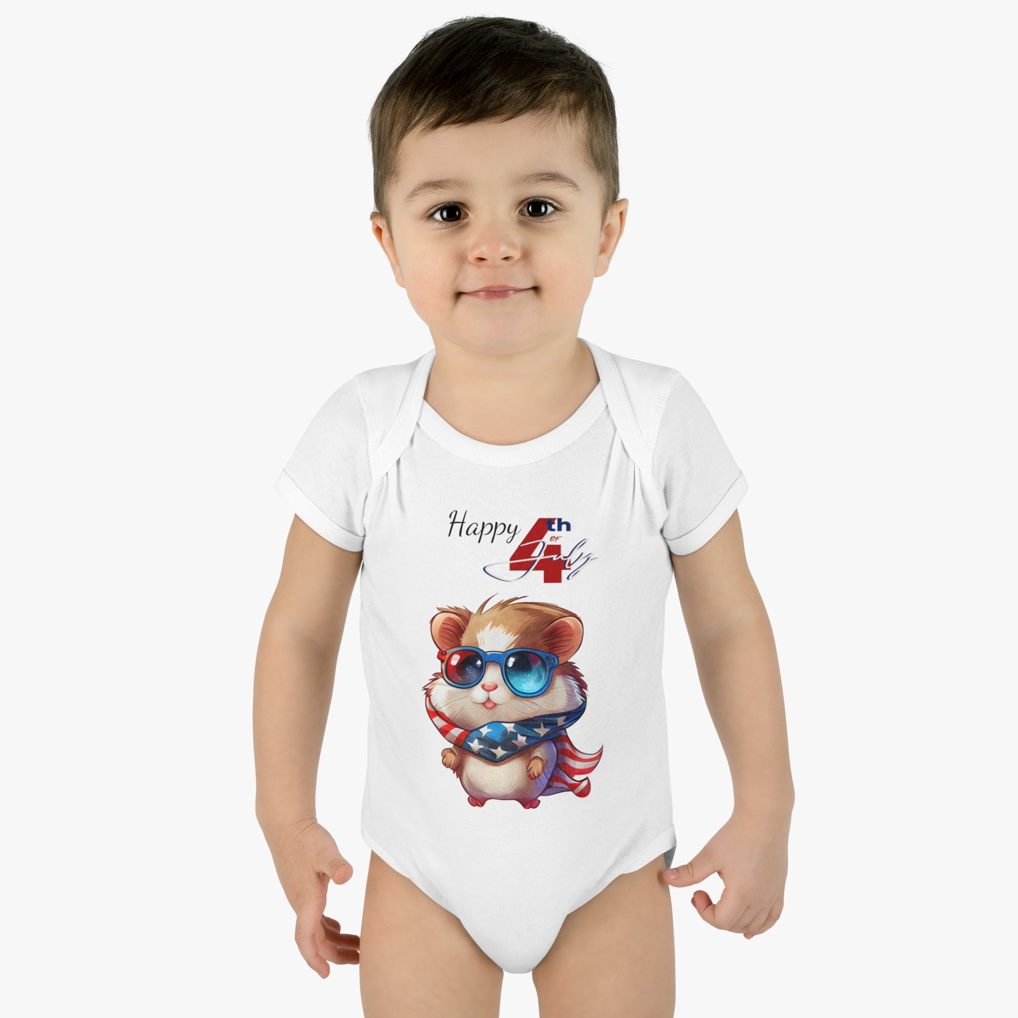 Happy 4th of July Guinea Pic Design Baby Bodysuit