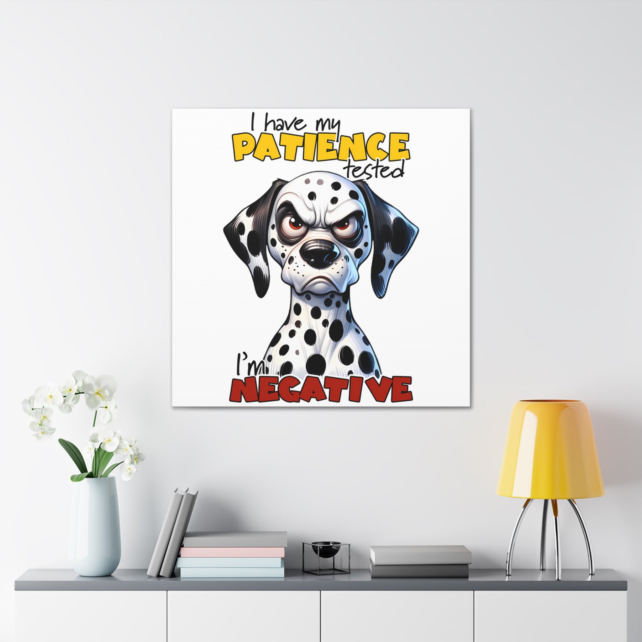 Funny Dalmatian Dog Wall Art, Pet Lover Decoration, Cute Dog Poster, Animal Humor Print, Quirky Home Decor, Gift for Dog Owners Canvas Gallery Wraps