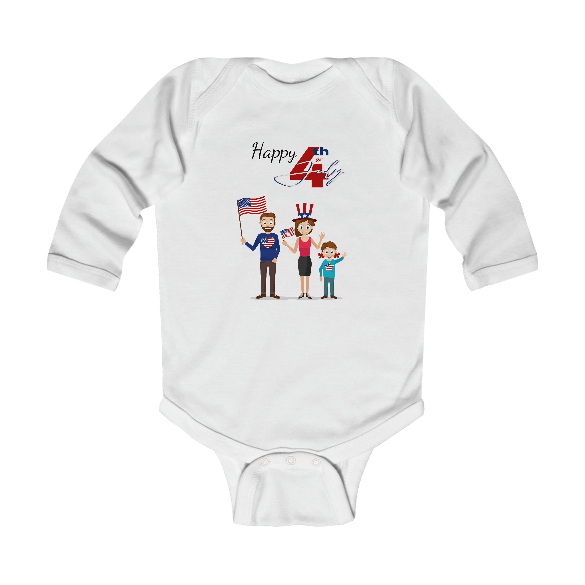 Happy 4th of July Family Long Sleeve Baby Bodysuit