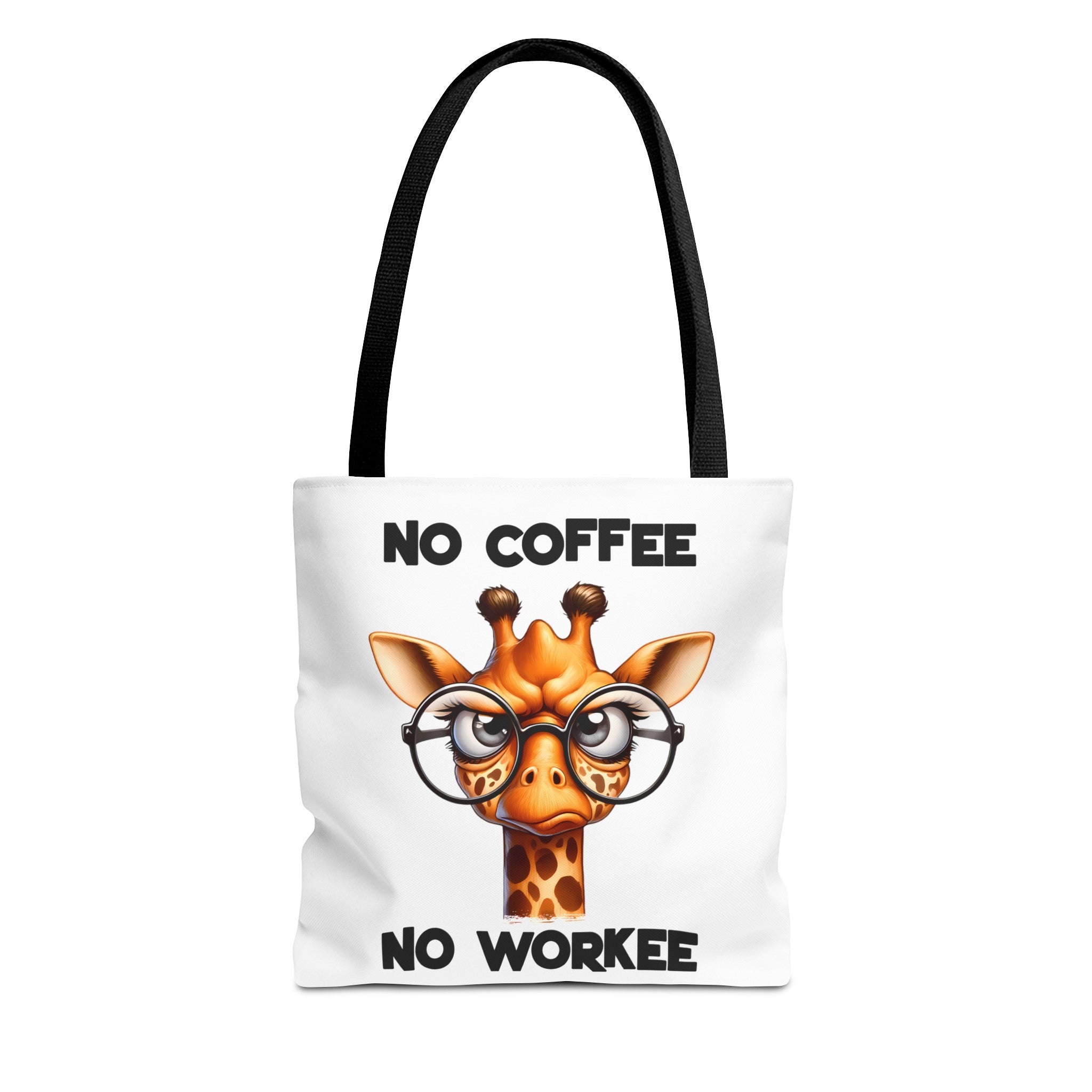 Funny Giraffe Tote Bag, No Coffee No Workee Quote Bag, Cute Giraffe with Glasses, Animal Quote Tote, Trendy Shopping Bag, Reusable Bag Tote Tote Bag