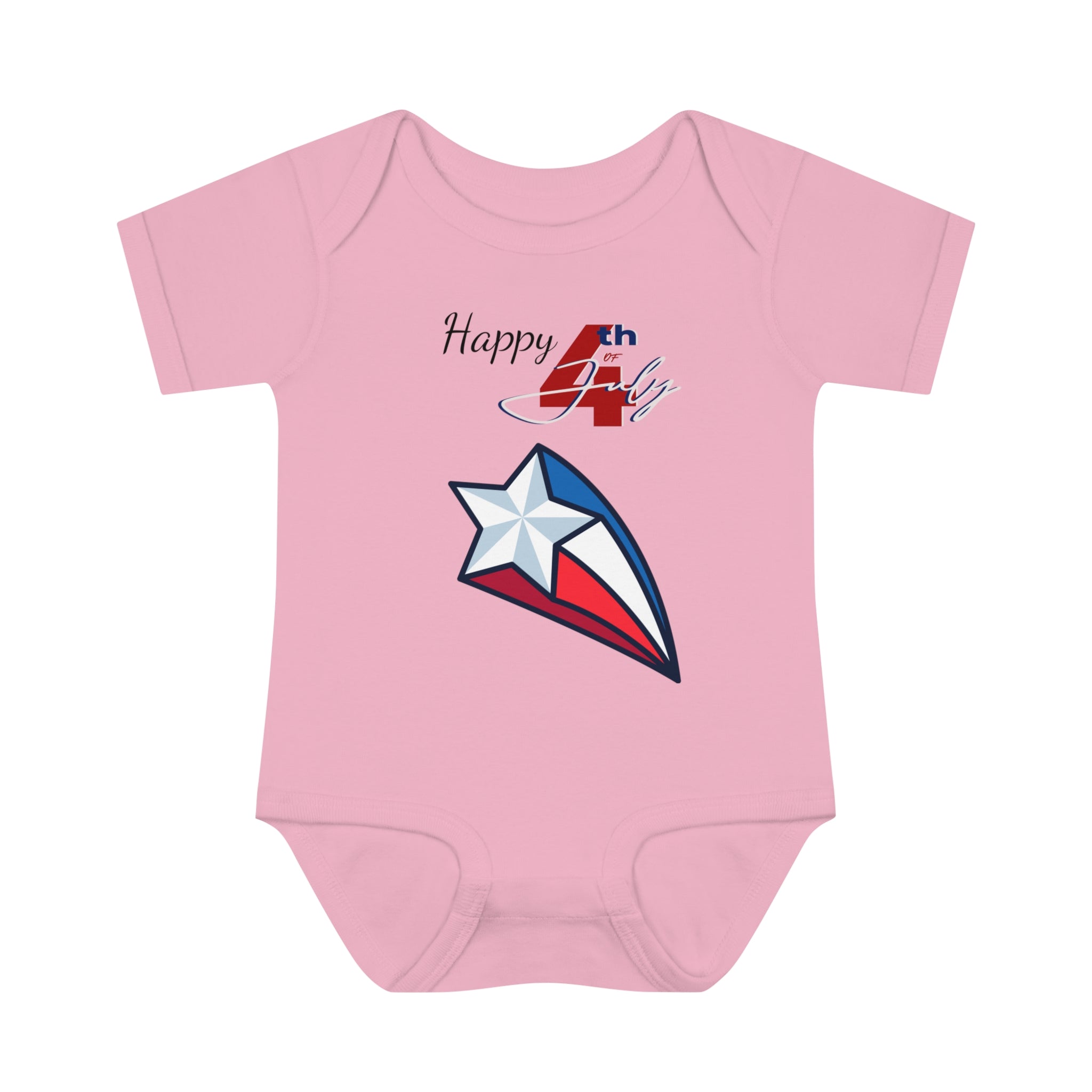 Happy 4th of July American Flag Star Design Baby Bodysuit