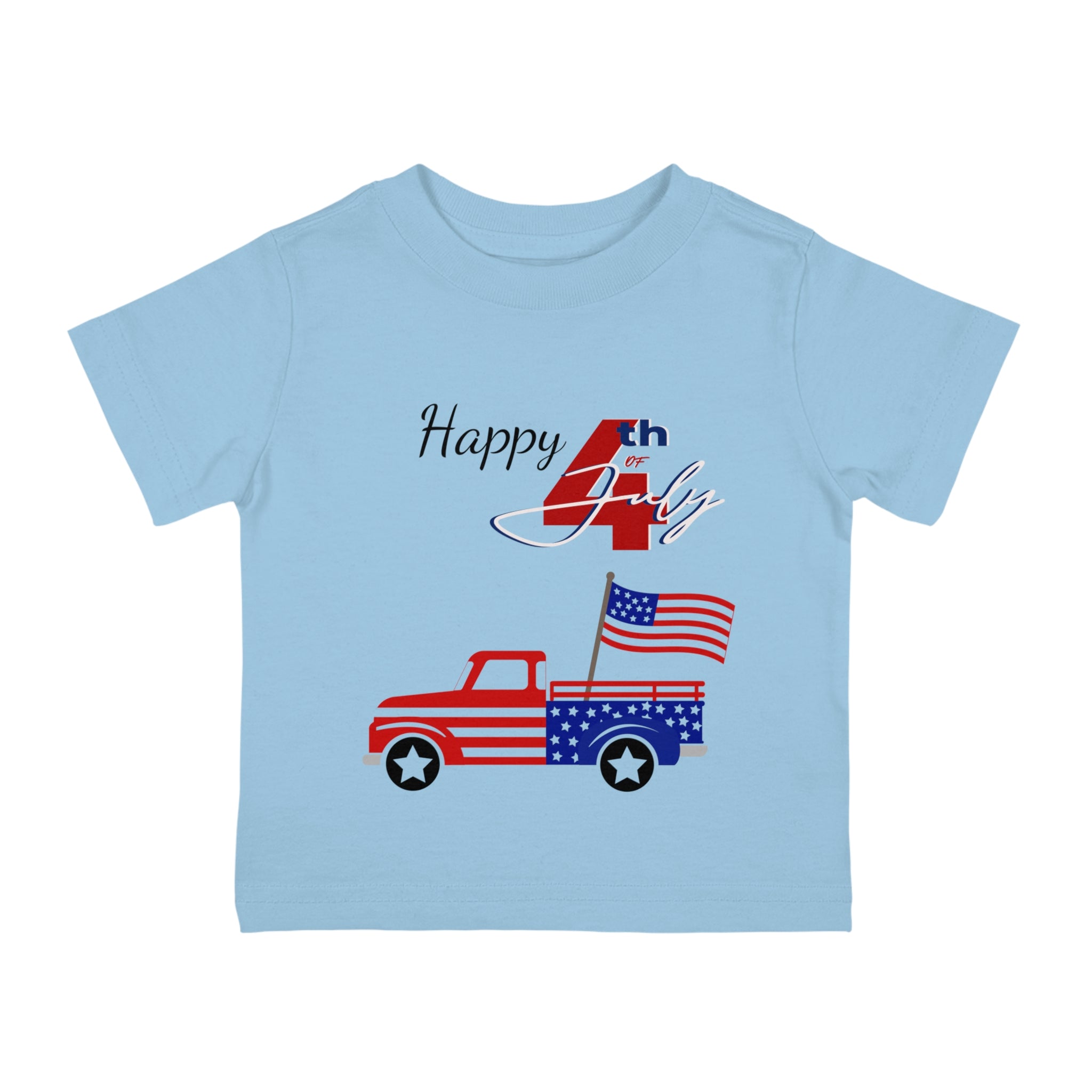 Happy 4th of July American Flag design Truck Infant Shirt, Baby Tee, Infant Tee