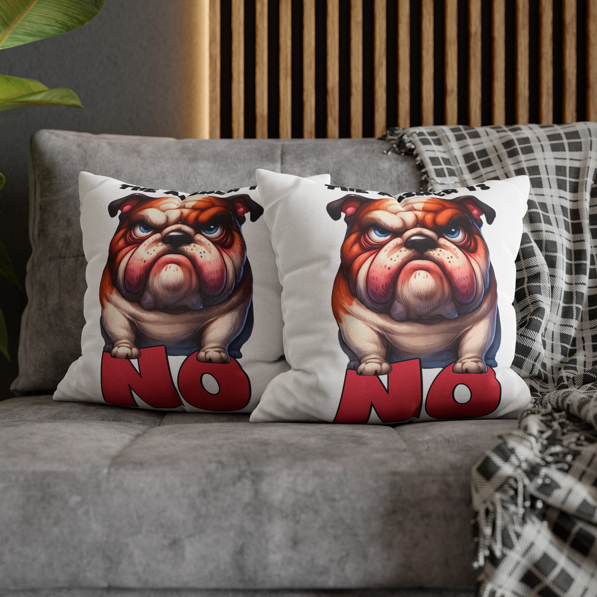 Bulldog Pillow Case, Funny Dog Print Pillow Cover, Decorative Throw Pillow, Cute Dog Lover Gift, Living Room Decor, Bedroom Accent Pillow Spun Polyester Square Pillowcase