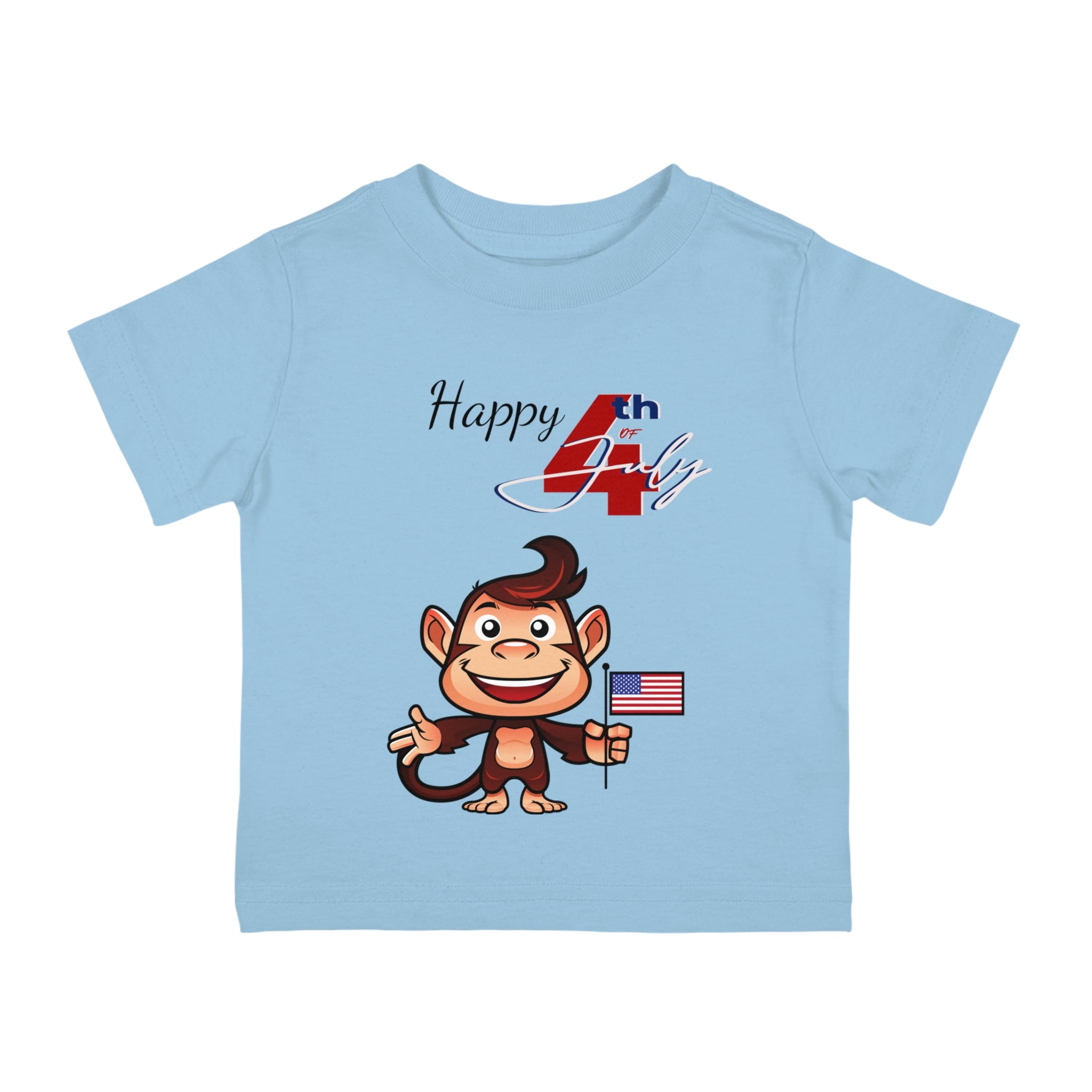 Happy 4th of July Cute Monkey design Infant Shirt, Baby Tee, Infant Tee