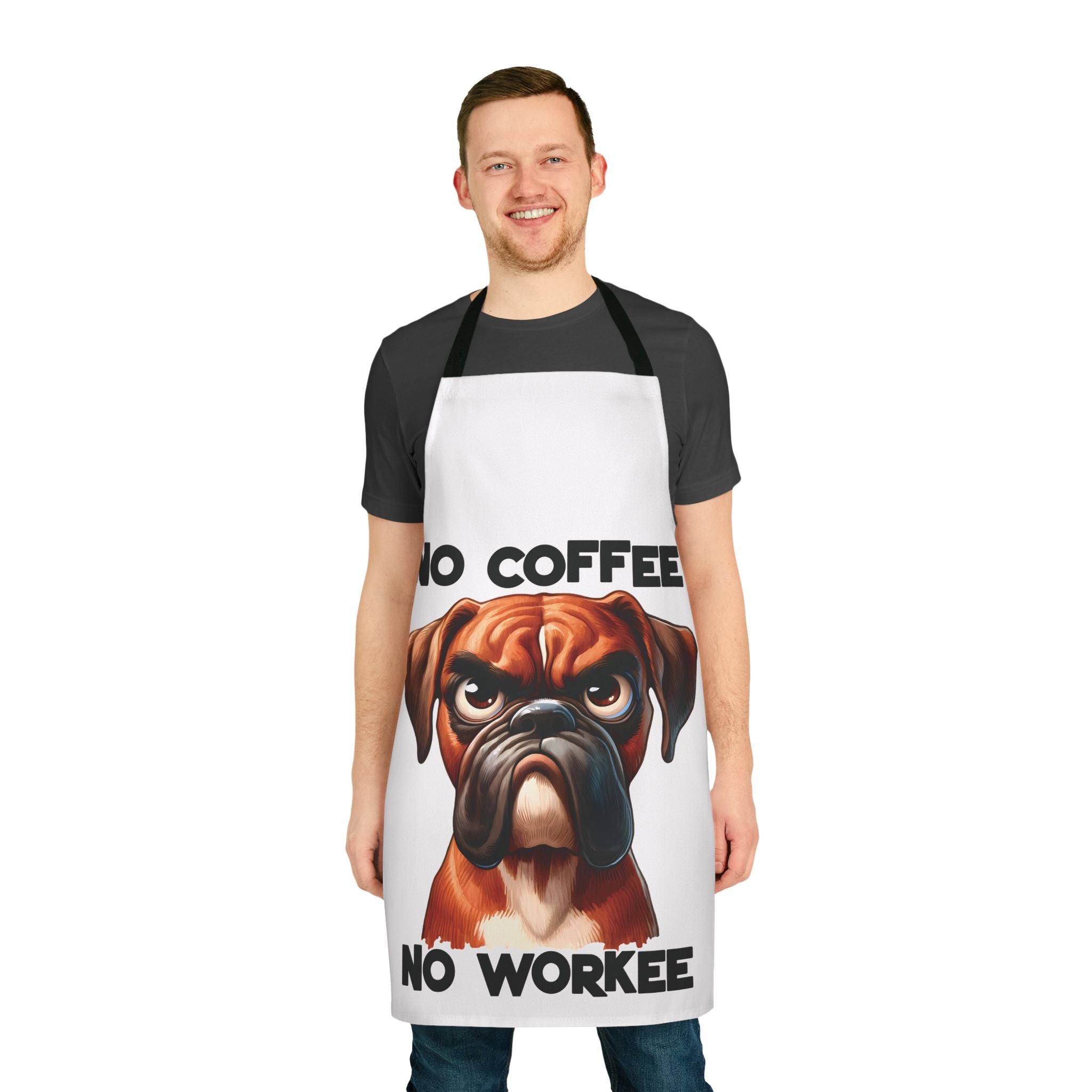 Funny Dog Apron, No Coffee No Workee Apron, Boxer Dog Apron, Gift for Dog Lovers, Humorous Coffee Apron, Dog Owner Gift, Pet Lover Apron