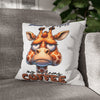 Funny Giraffe Pillow, Don't Talk To Me Before My Morning Coffee Pillow, Humorous Animal Pillow Case, Perfect Gift For Coffee Lovers Spun Polyester Square Pillowcase