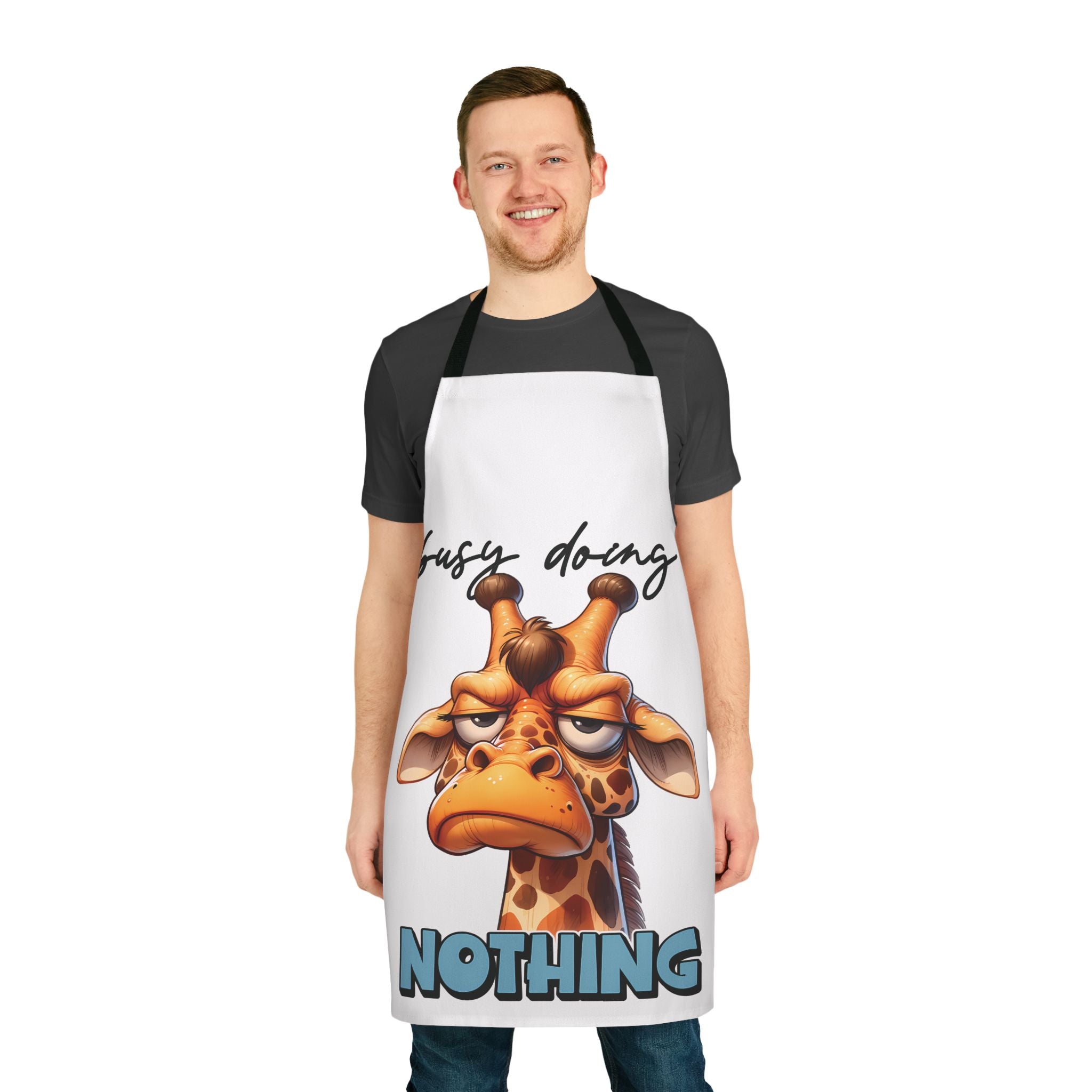 Funny Giraffe Apron, Busy Doing Nothing Apron, Cute Animal Apron, Lazy Giraffe Illustration, Unique Gift Idea, Quirky Design Apron