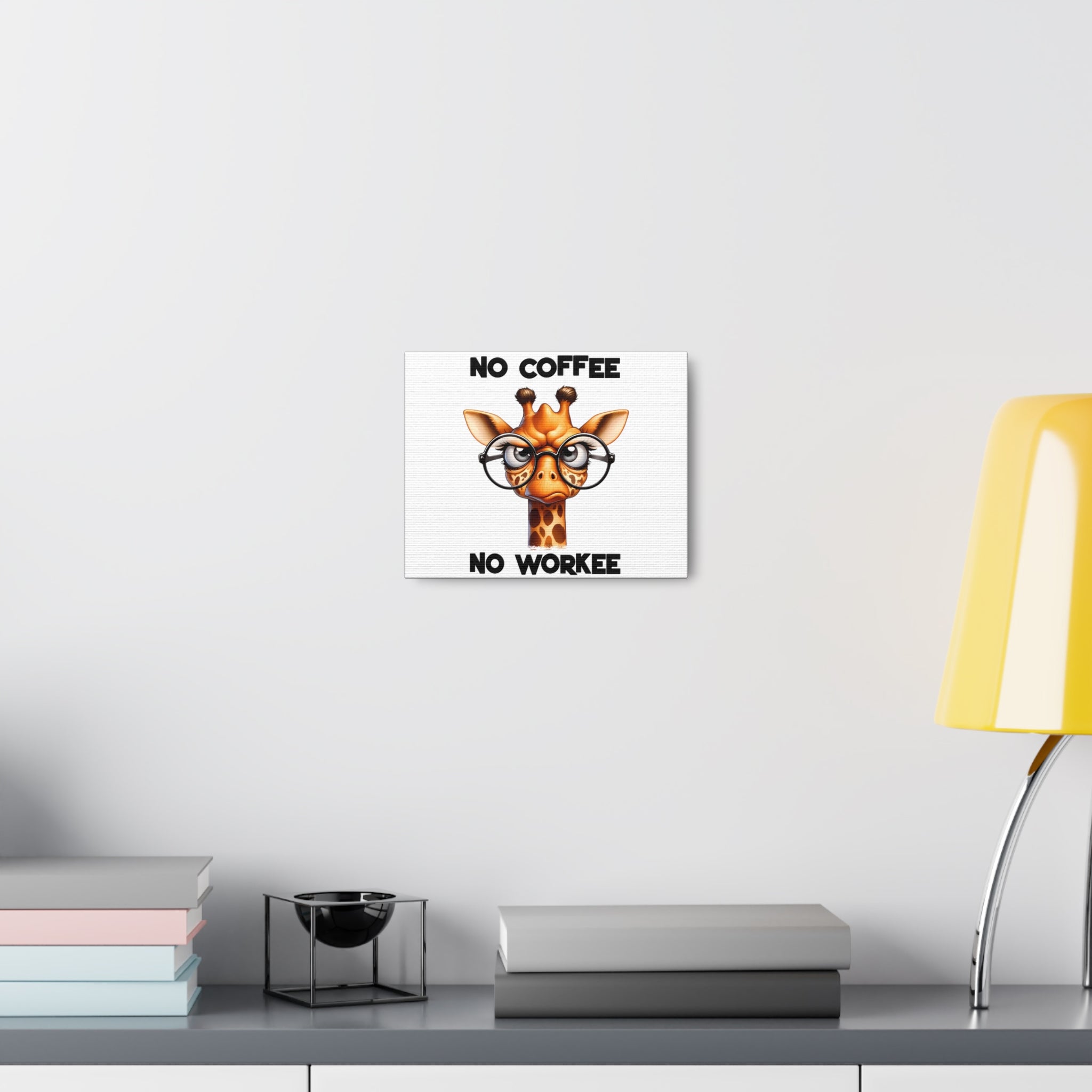 Funny Giraffe Wall Art, No Coffee No Workee Print, Animal Lover Decor, Humorous Office Wall Art, Unique Coffee Lover Gift, Canvas Gallery Wrap Canvas Gallery Wraps