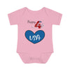 Happy 4th of July Blue Heart Design Baby Bodysuit
